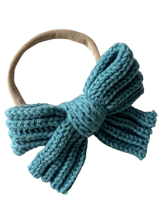 Sweater Bow Headband, Cerulean