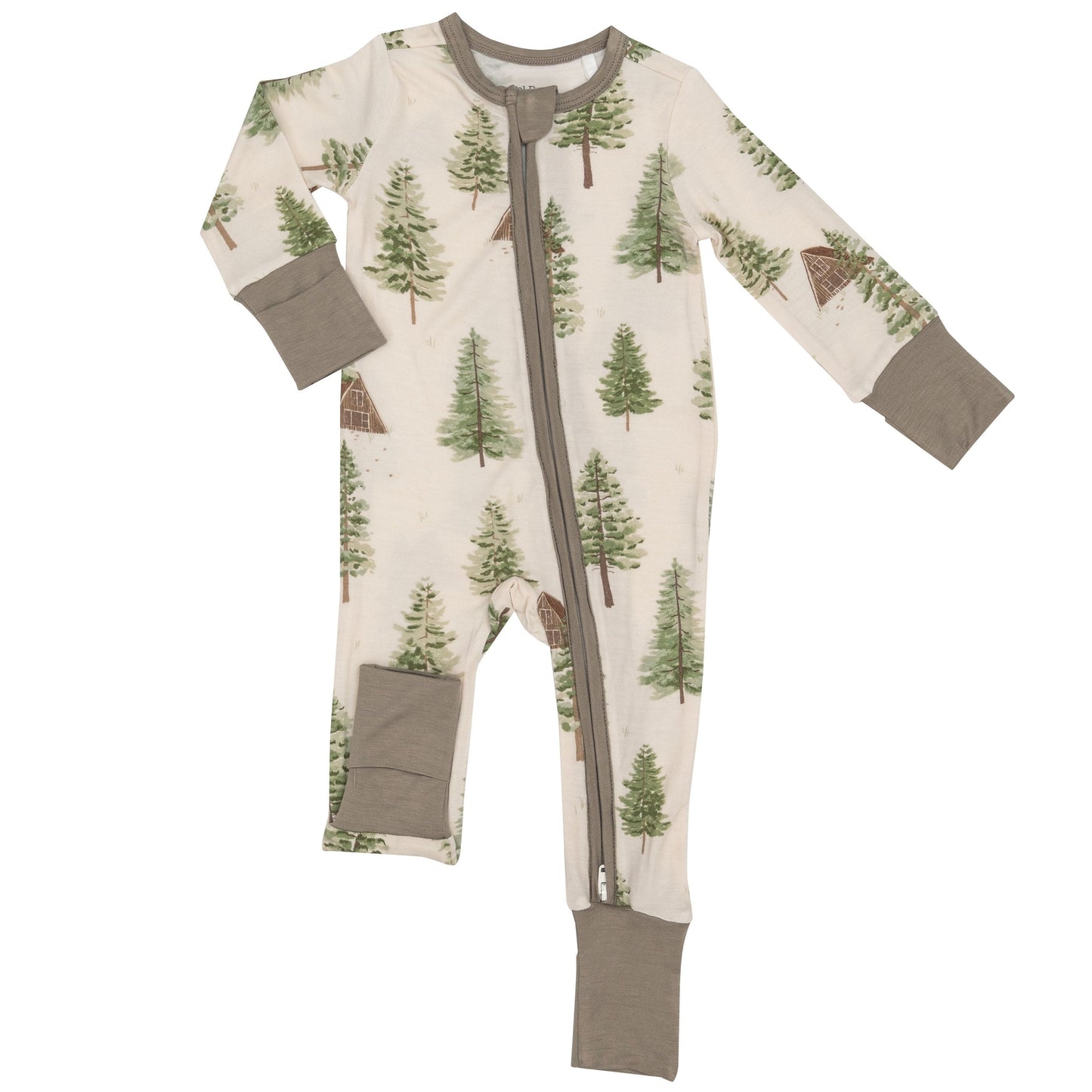2-Way Zip Romper, Cabin and Trees