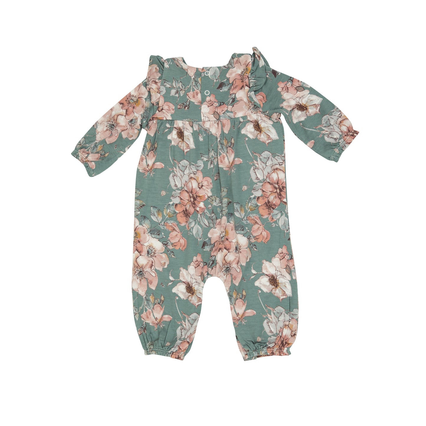 Ruffle Sleeve Romper, Woodrose Green