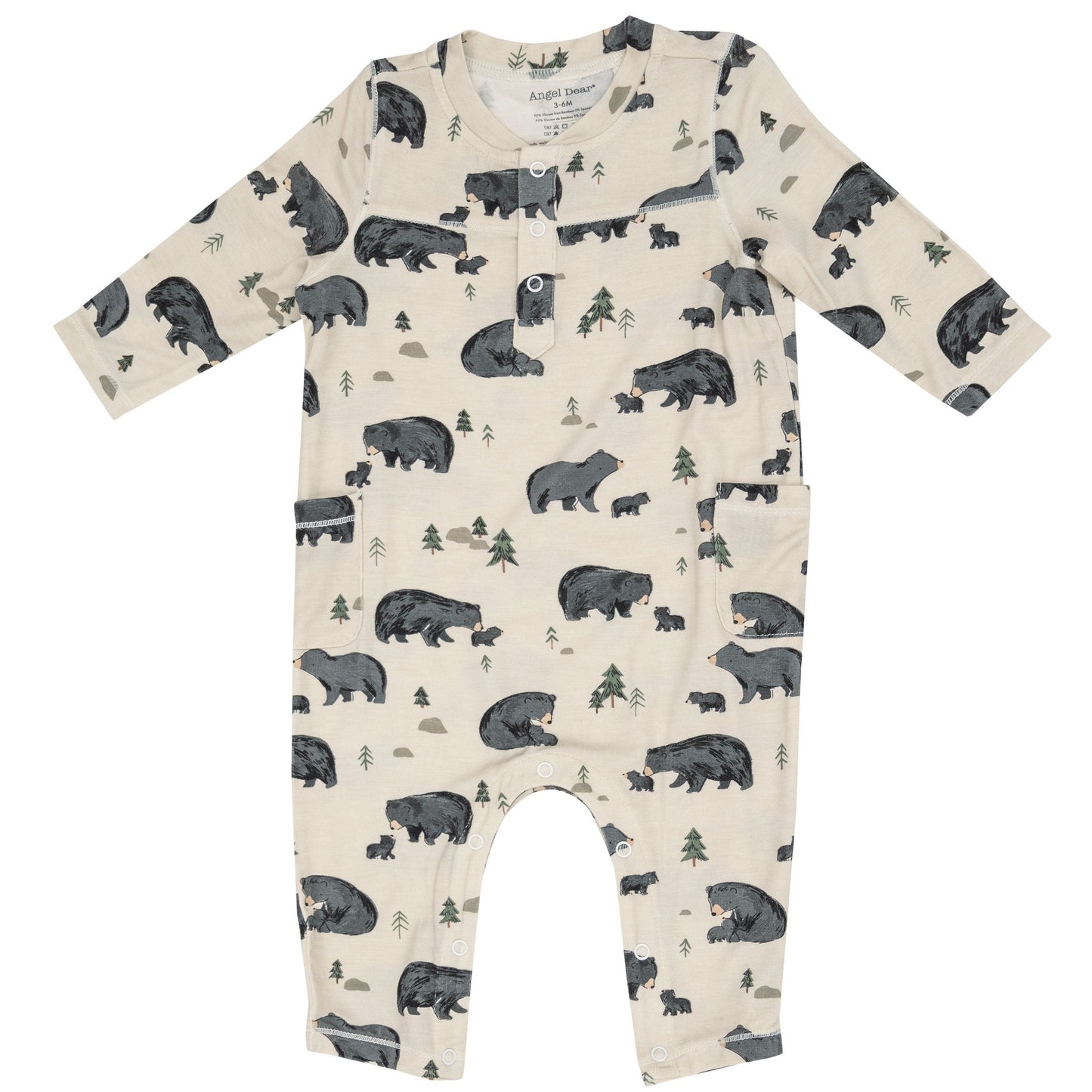 Henley Romper, Black Bear
