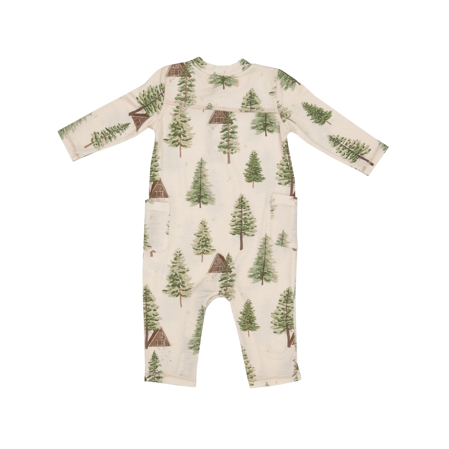 Henley Romper,Cabin and Trees