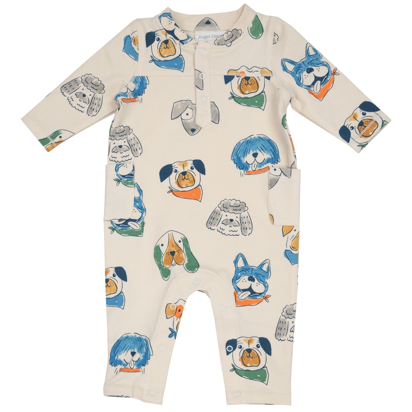 French Terry Henley Romper, Furry Friends