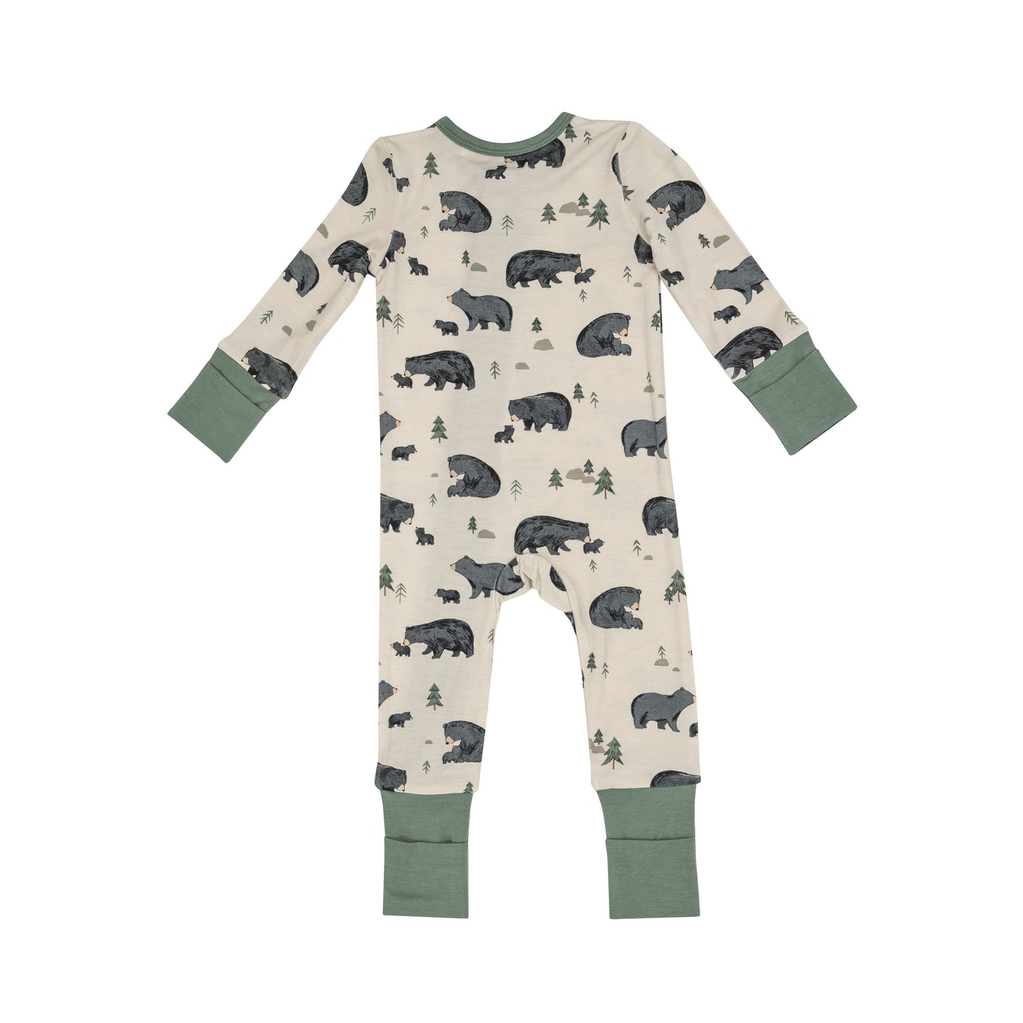 2-Way Zip Romper, Black Bear