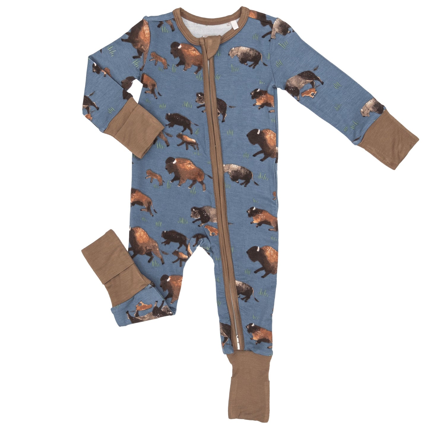2-Way Zip Romper, Bison Blue