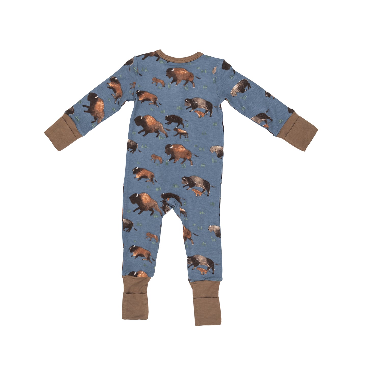 2-Way Zip Romper, Bison Blue