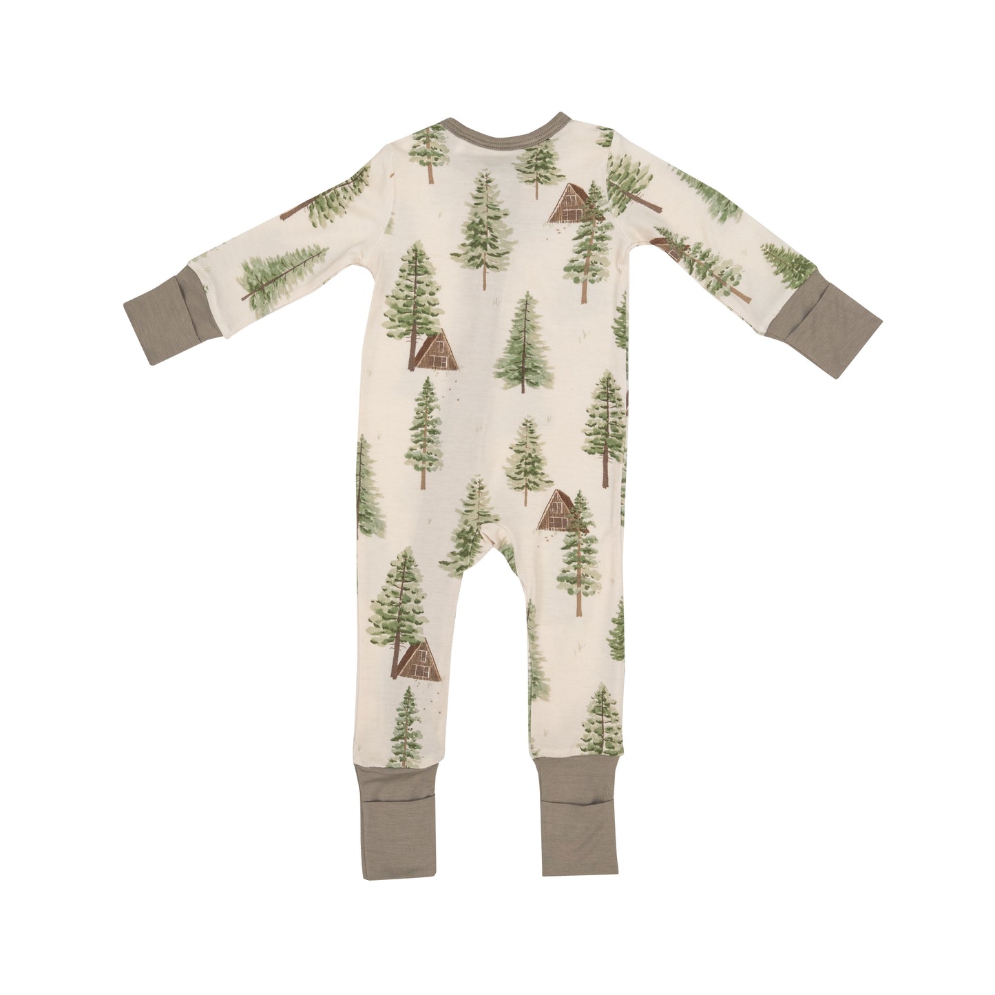 2-Way Zip Romper, Cabin and Trees