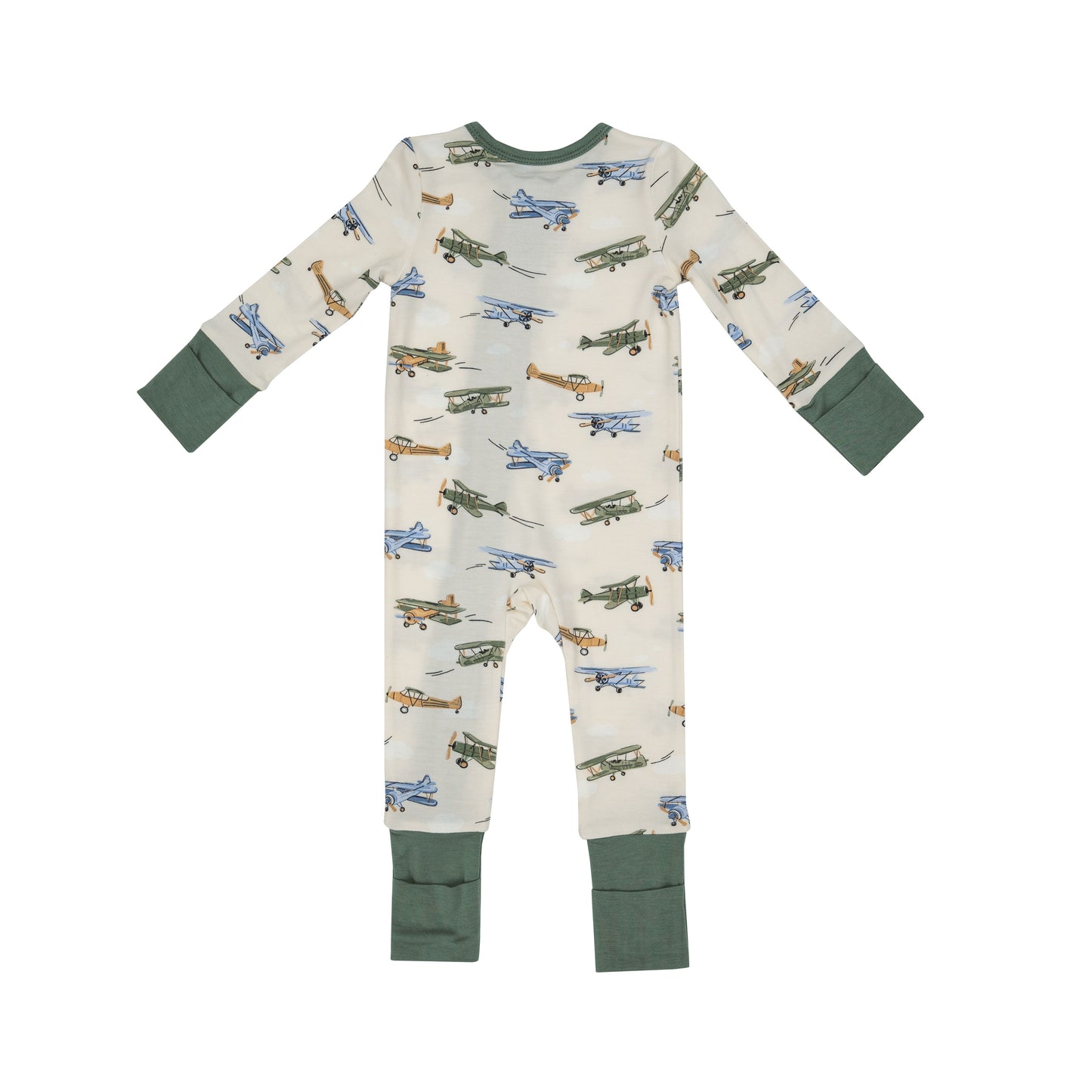 2-Way Zip Romper, Vintage Airplane