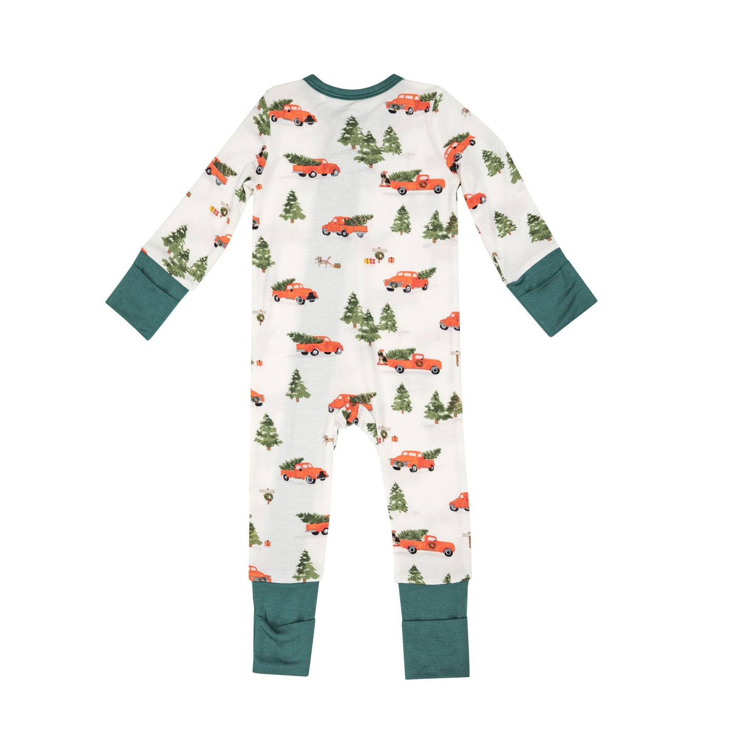 2-Way Zip Romper, Vintage Red Truck