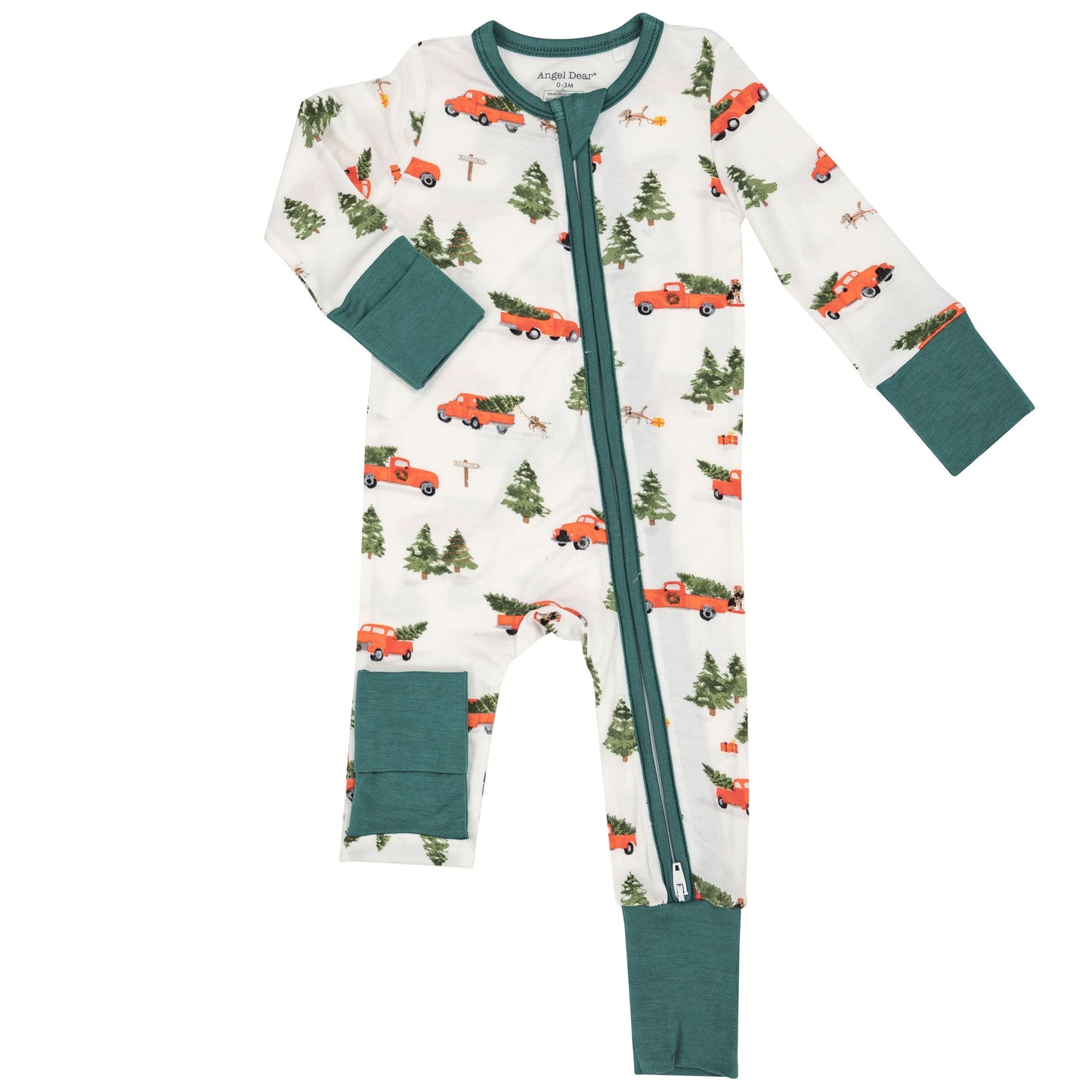 2-Way Zip Romper, Vintage Red Truck