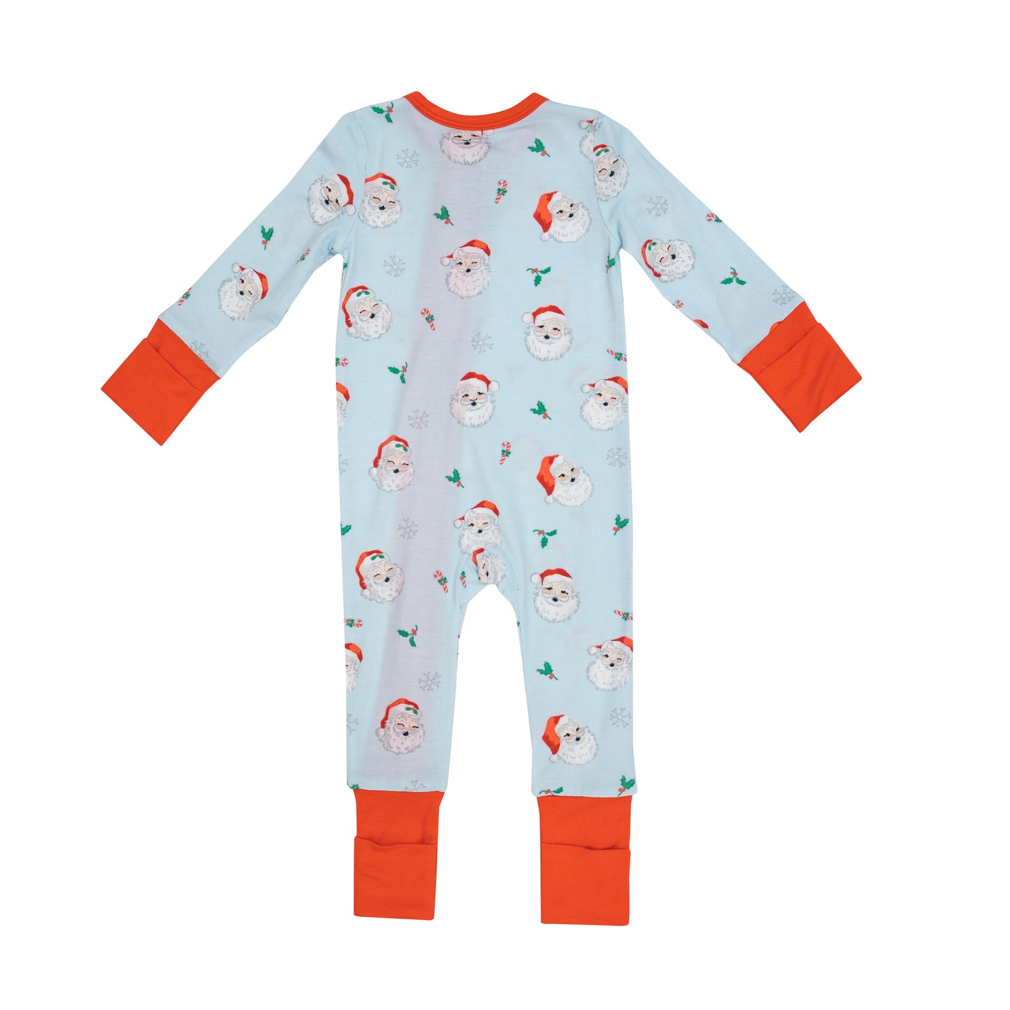 2-Way Zip Romper, Vintage Santa Blue