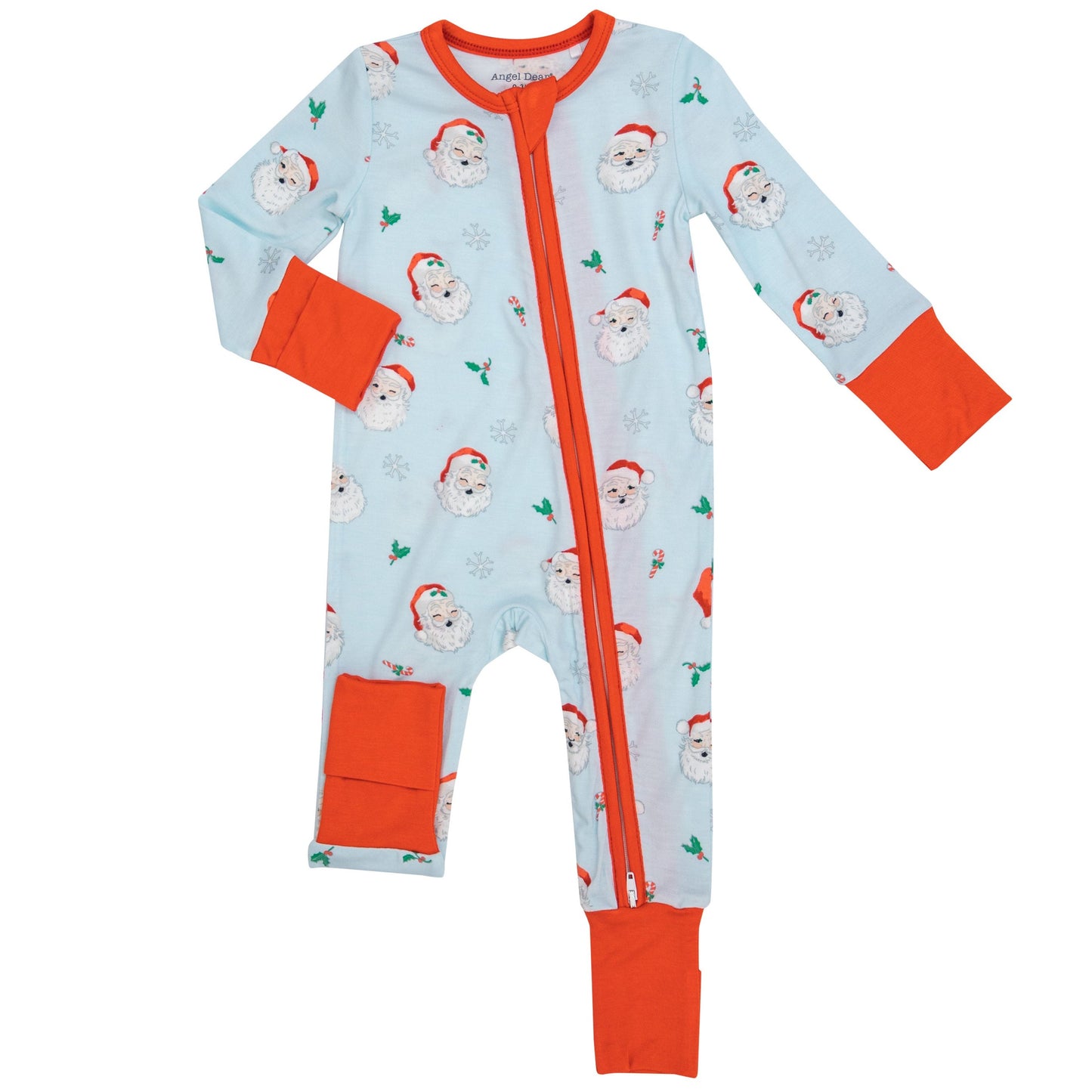 2-Way Zip Romper, Vintage Santa Blue