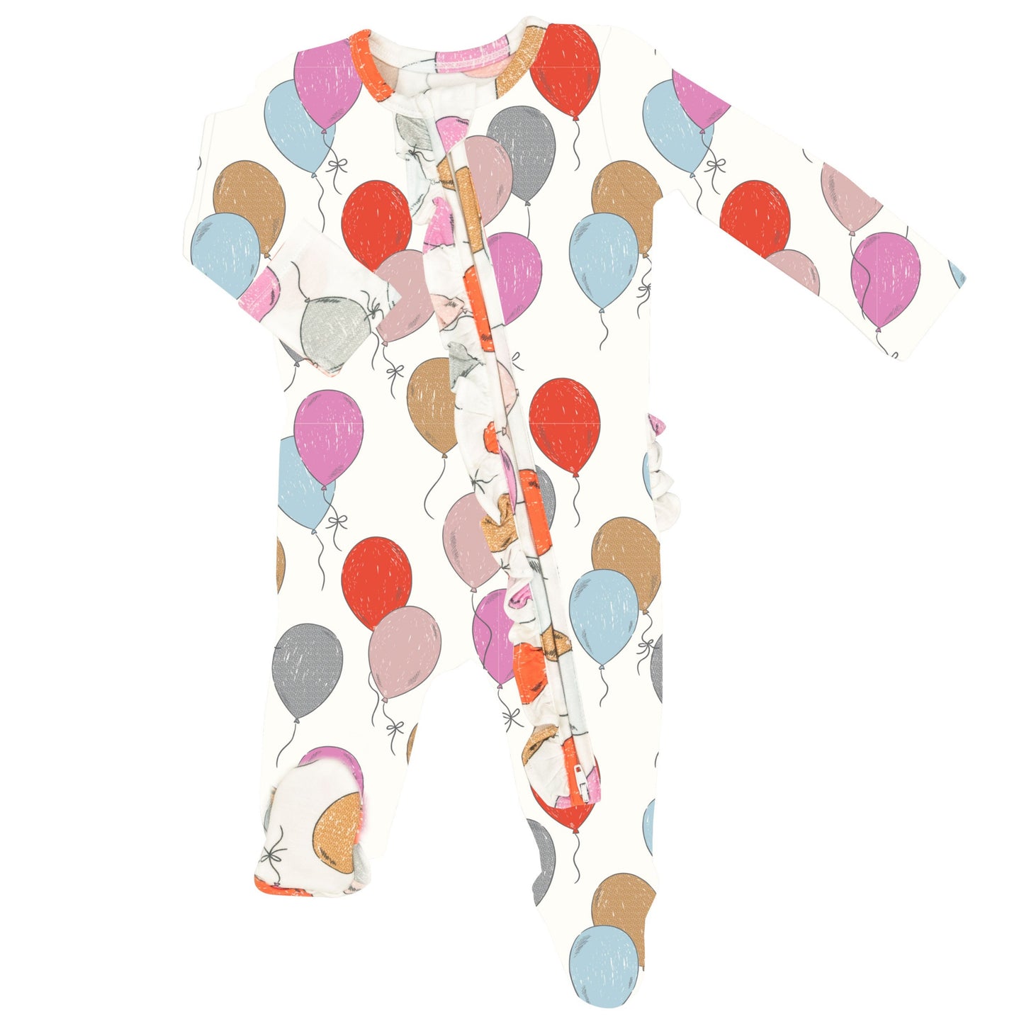 2-Way Zip Ruffle Footie, Balloons