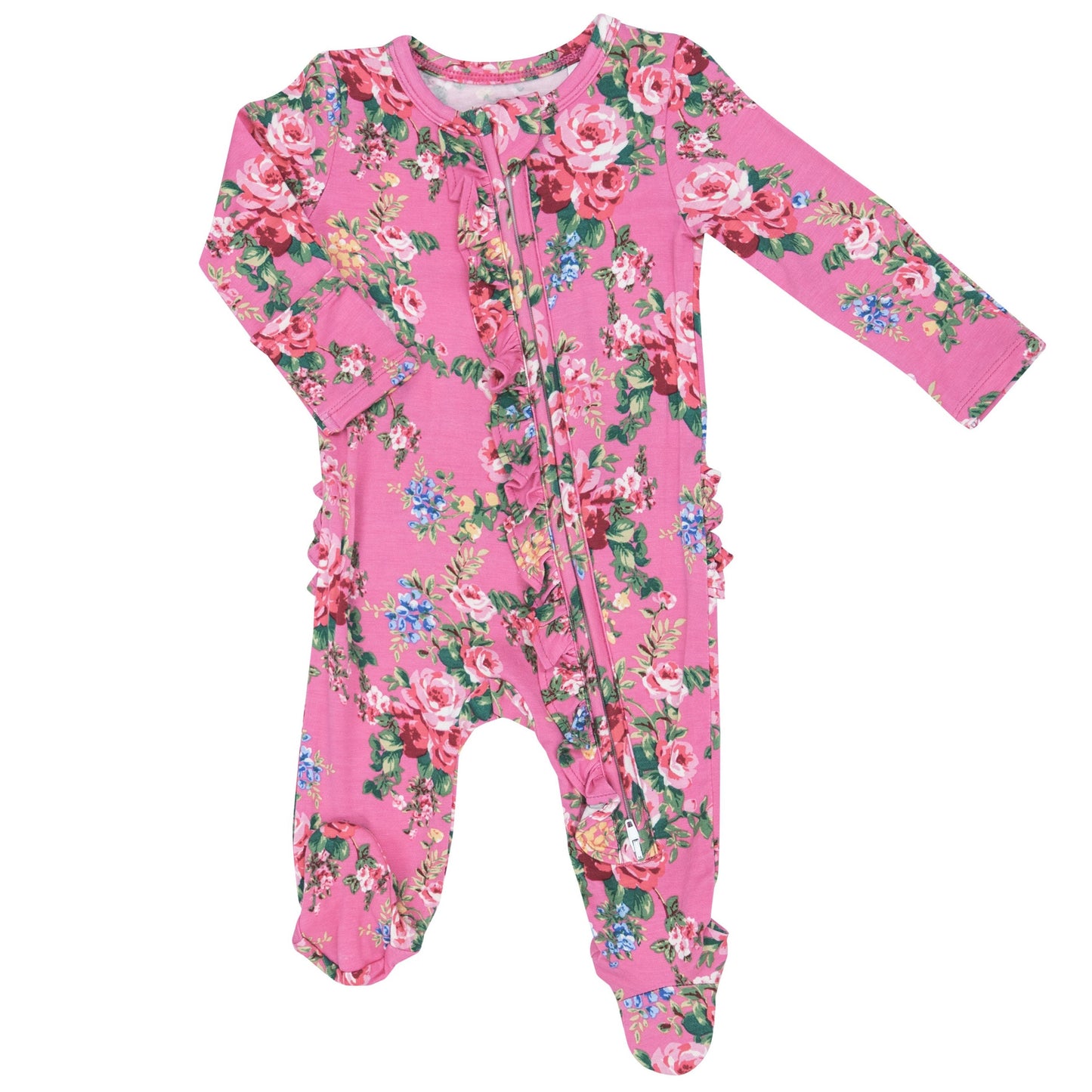 2-Way Zip Ruffle Footie, Dream Cottage Floral