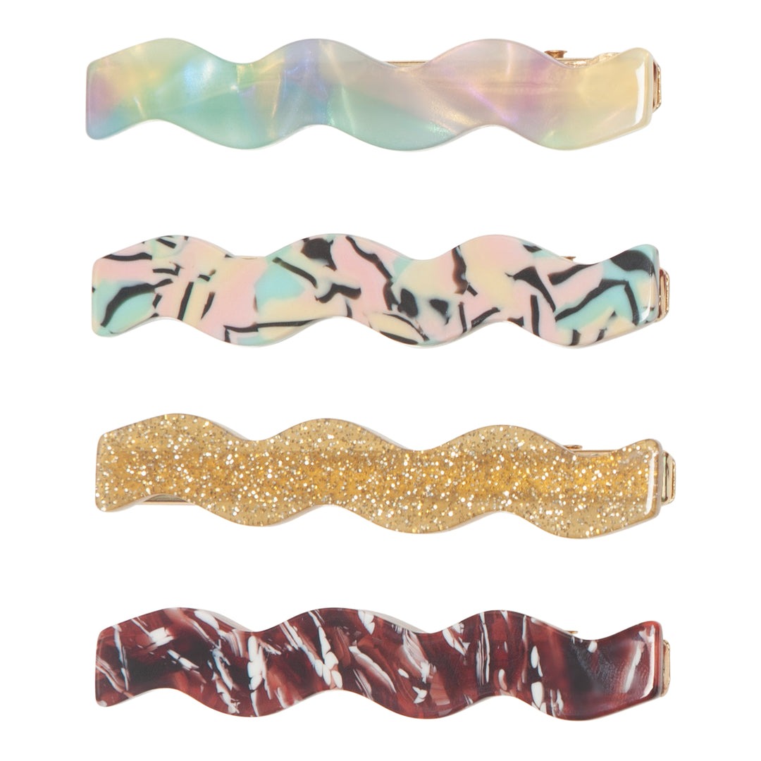 Wavy Acetate Hair Clip Set