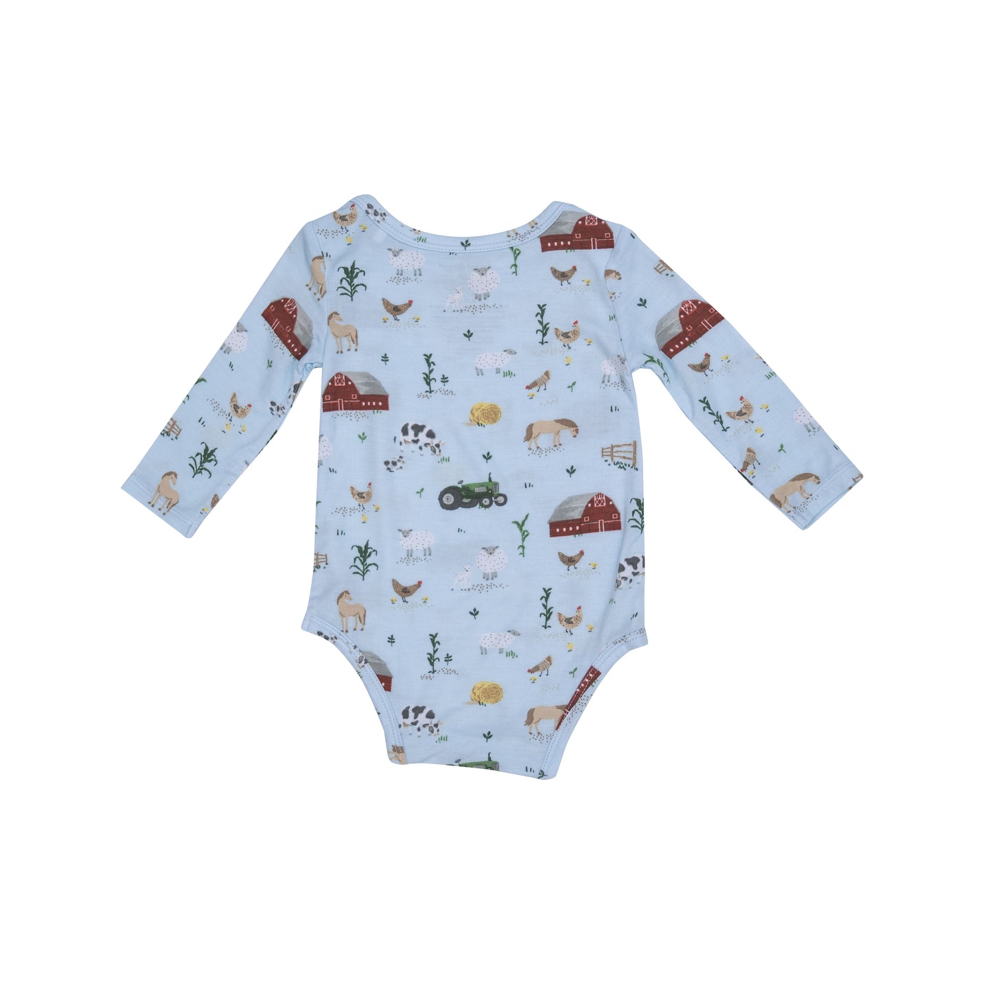 Long Sleeve Bodysuit, Big Red Barn Blue