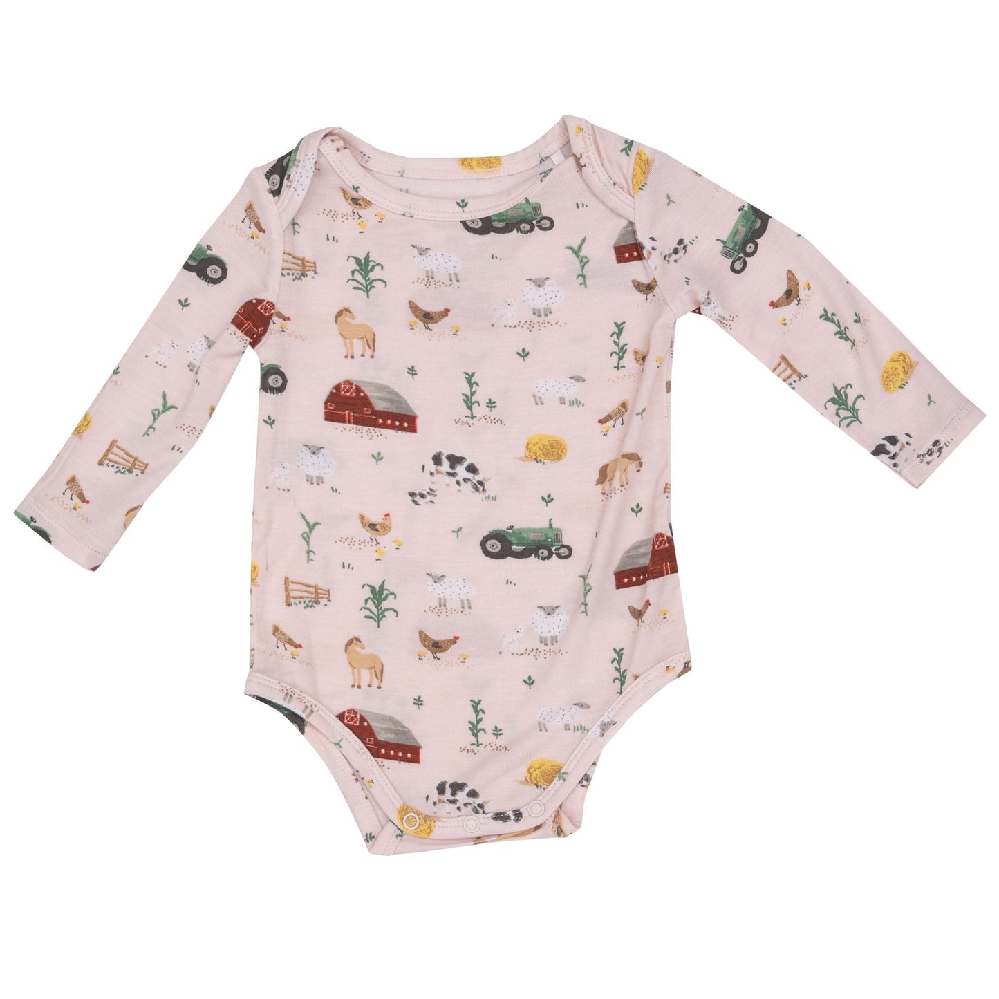 Long Sleeve Bodysuit, Big Red Barn Pink