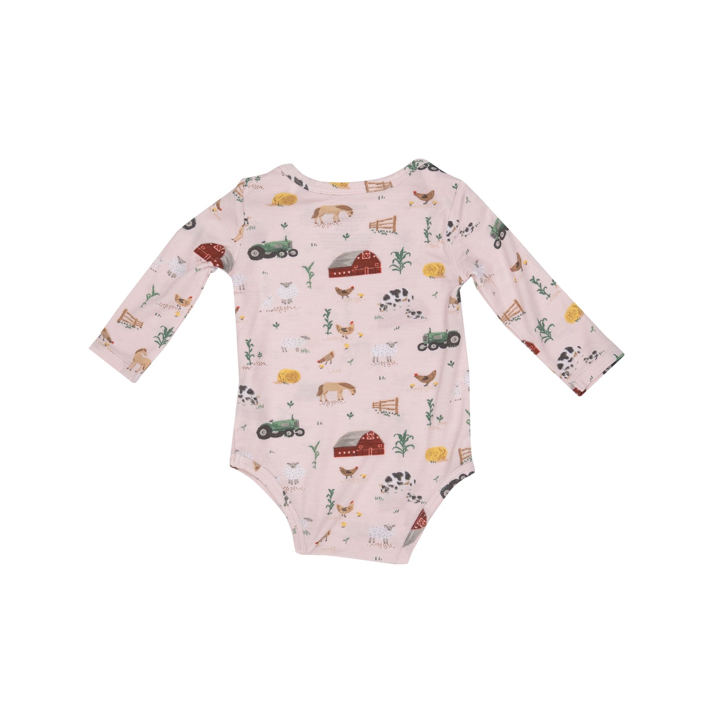 Long Sleeve Bodysuit, Big Red Barn Pink