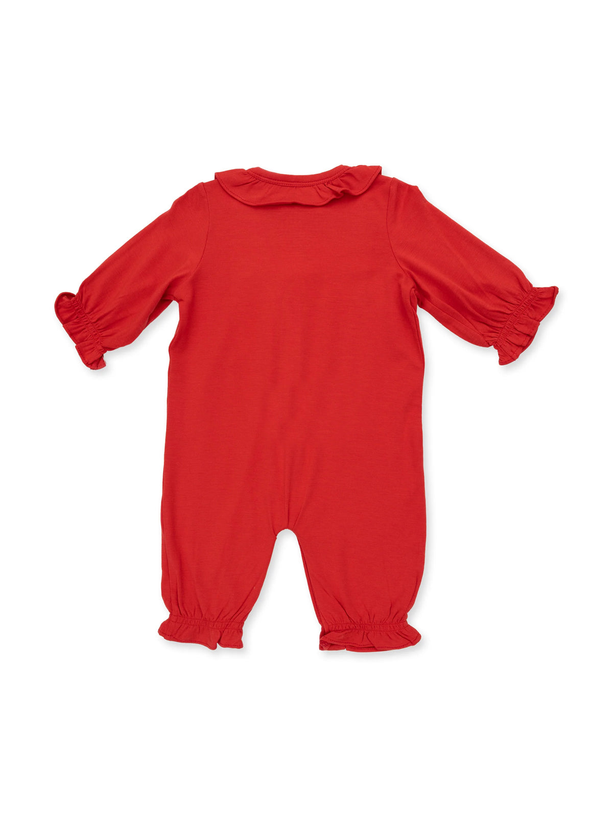 Knit Ruffle Collar Romper, Ribbon Red