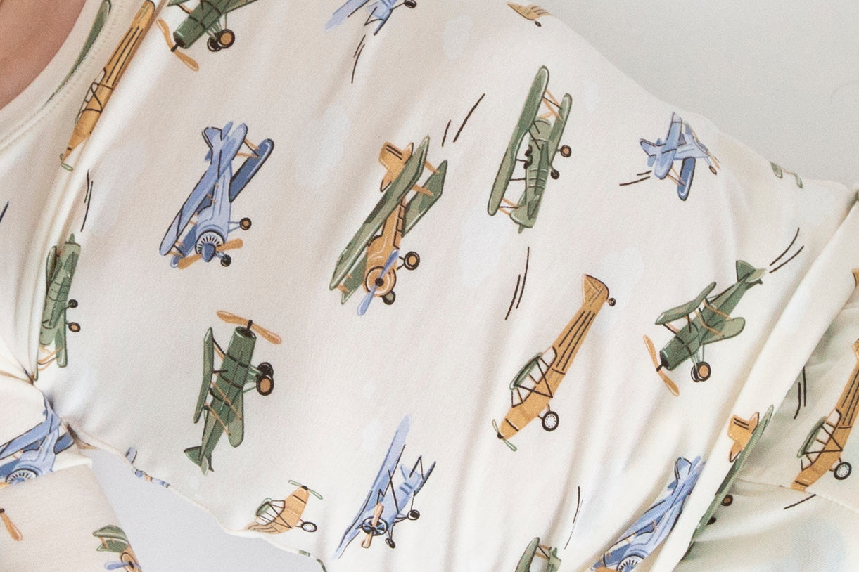 2-Piece Lounge Wear Set, Vintage Airplane