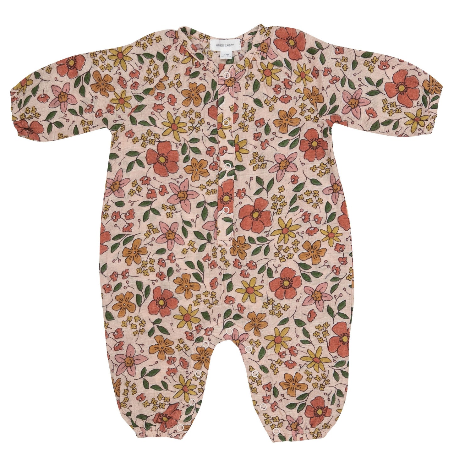 Muslin Romper, Poppies and Starflowers