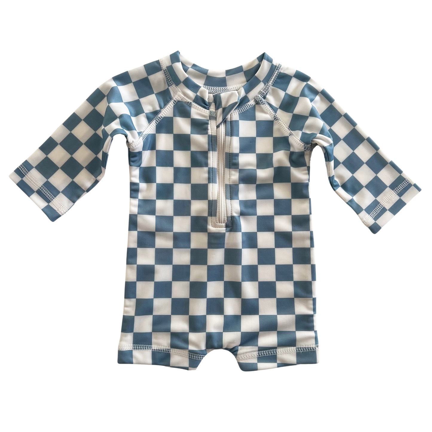 Blueberry Muffin Checkerboard / Sonny Rashguard Swimsuit / UPF 50+