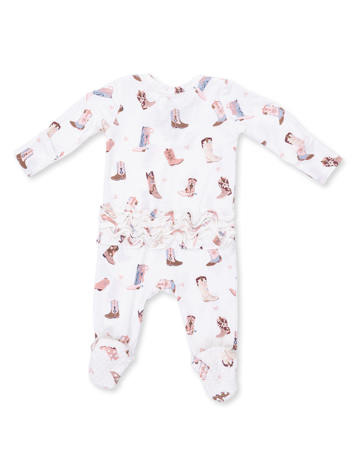 2-Way Zip Ruffle Footie, Buckarette Boots