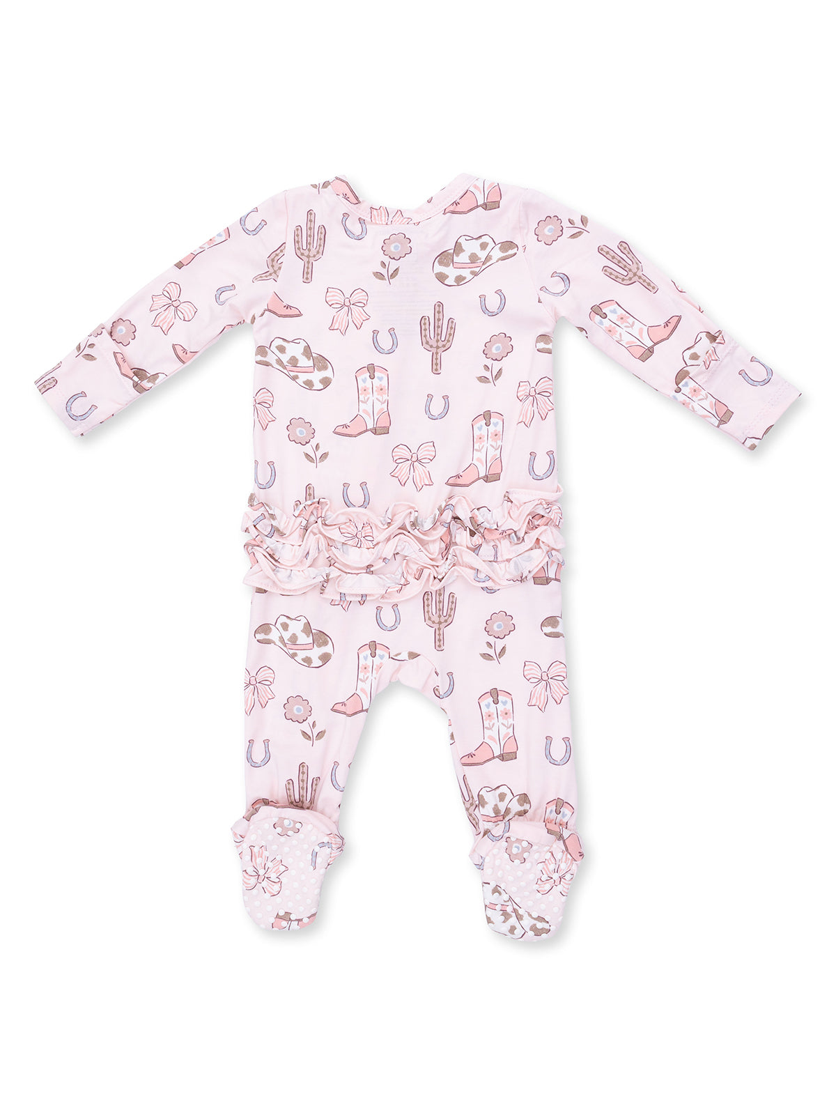 2-Way Zip Ruffle Footie, Cowgirl Boots & Bows