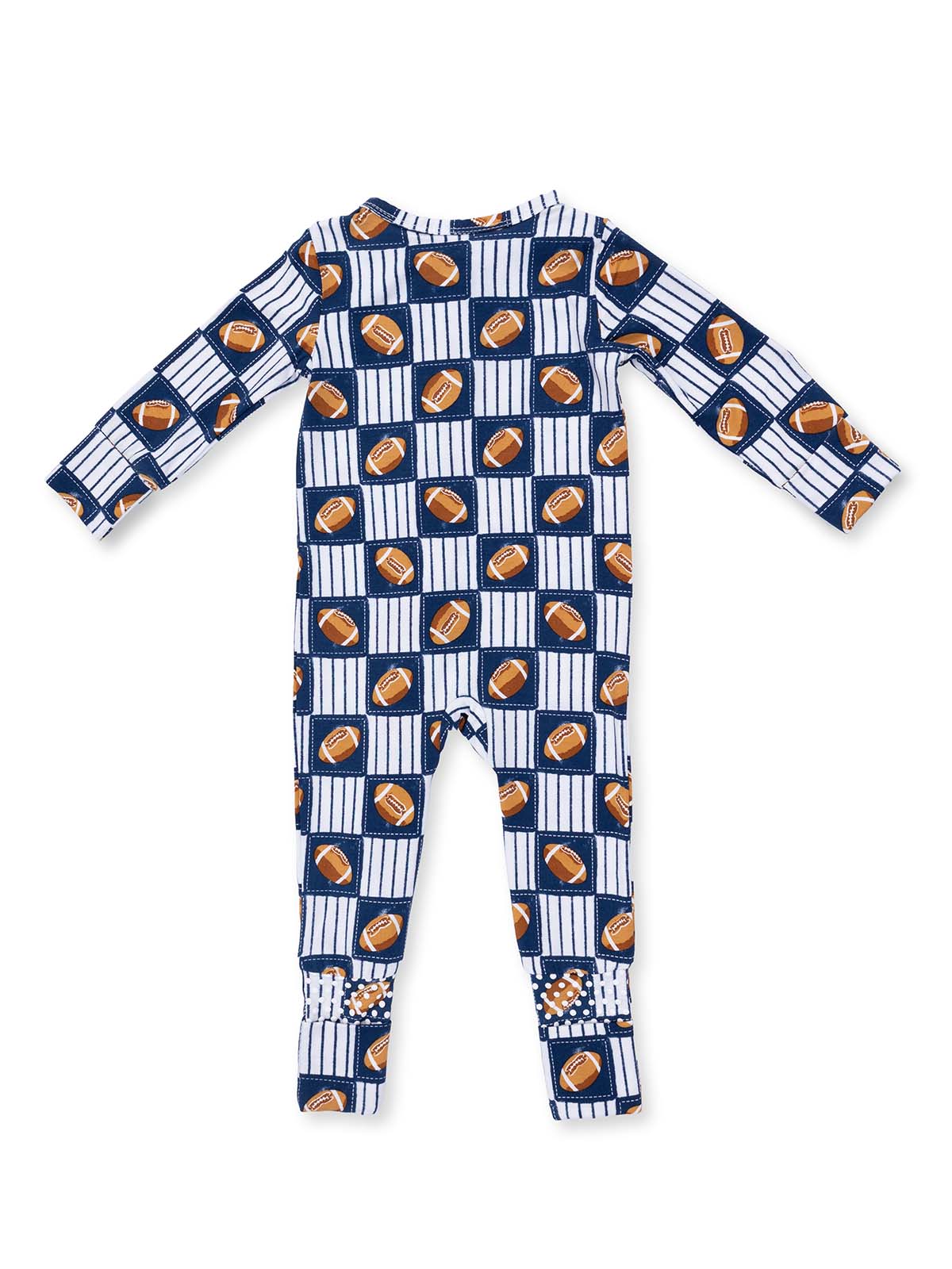 2-Way Zip Romper, Football Patchwork
