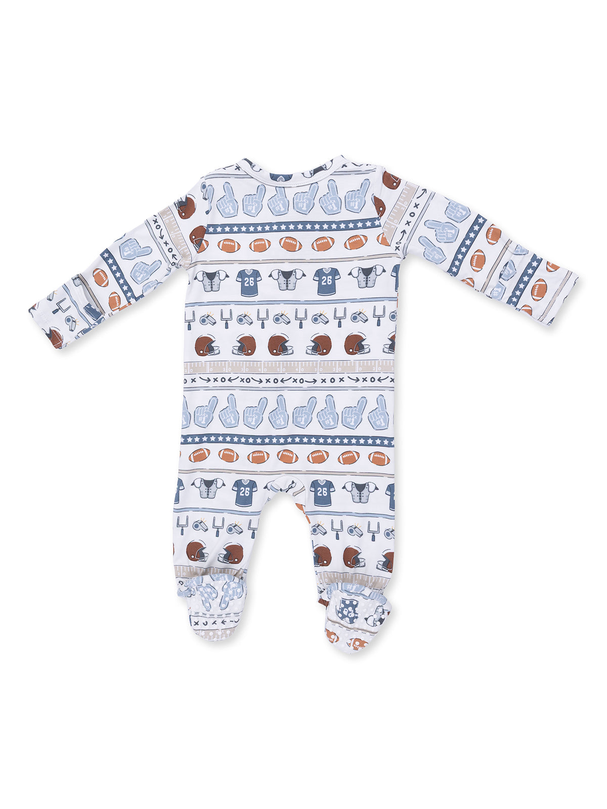 2-Way Zip Footie, Football Stripe