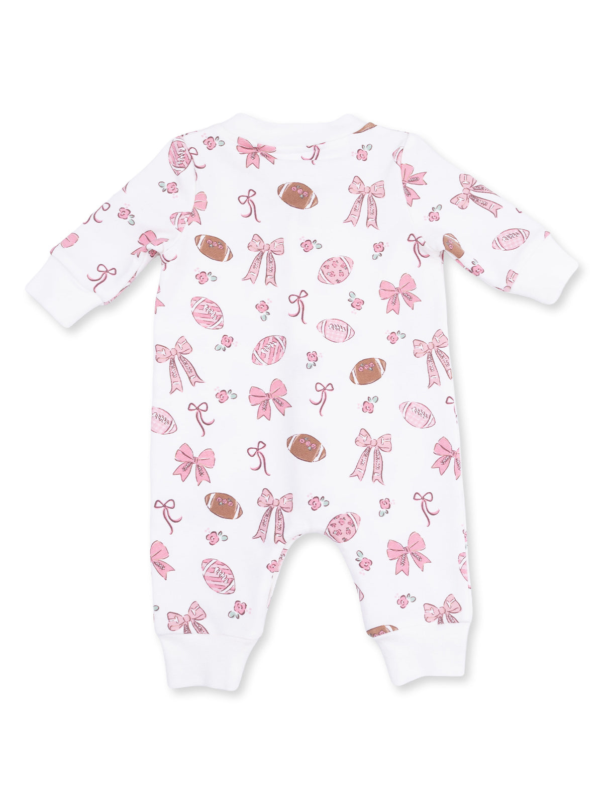 Baseball Collar Button Up Romper, Footballs and Bows