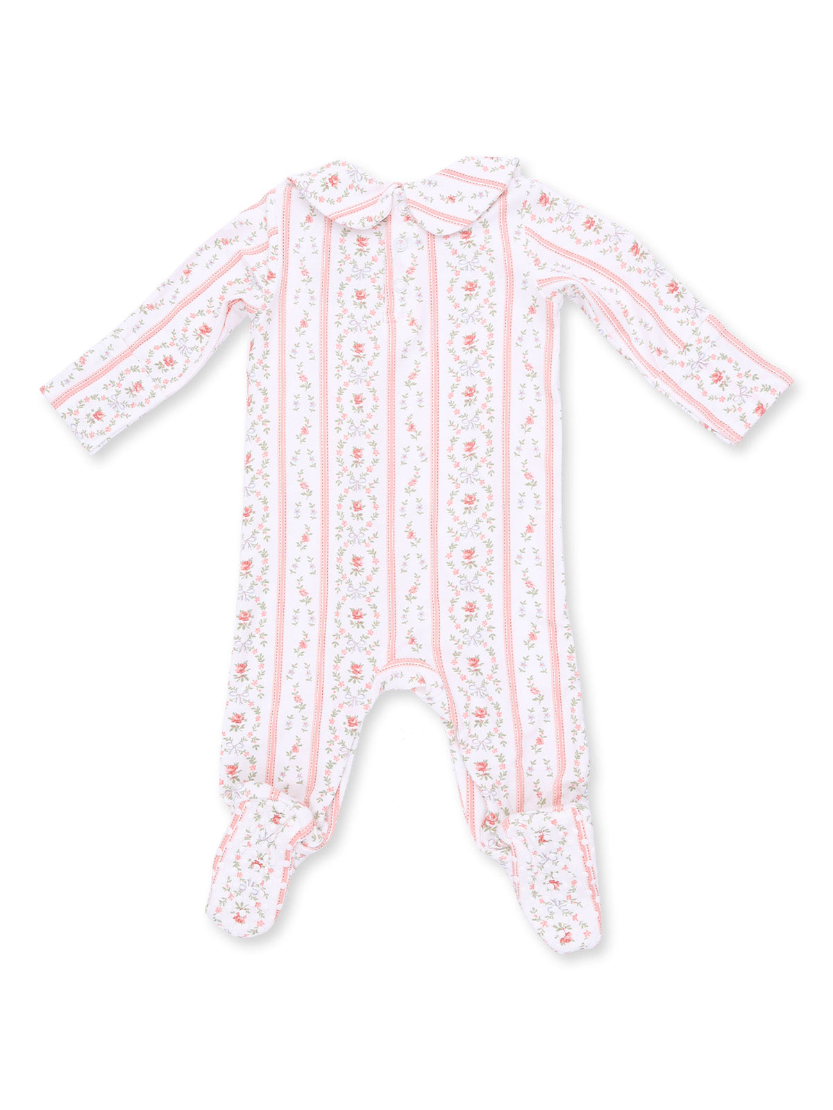 Smocked Peter Pan Snap Footie, Marnie Rosebud Stripe