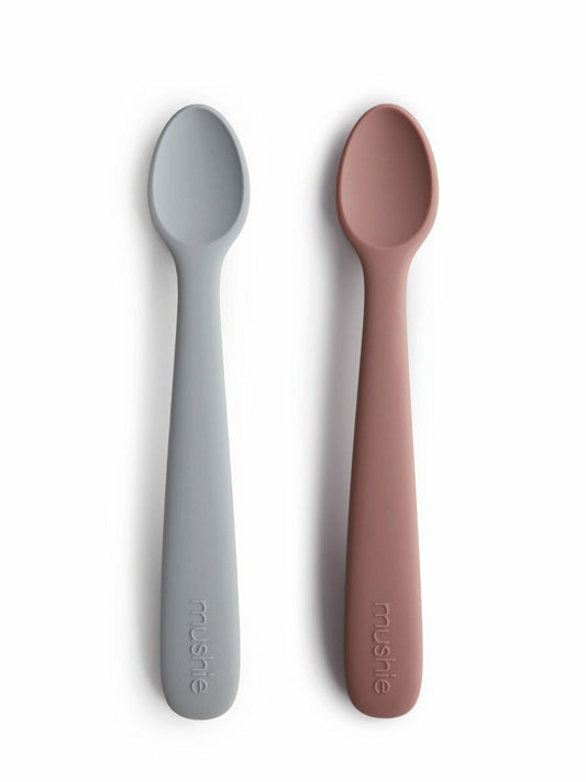 2-Pack Silicone Feeding Spoons, Stone/Cloudy Mauve