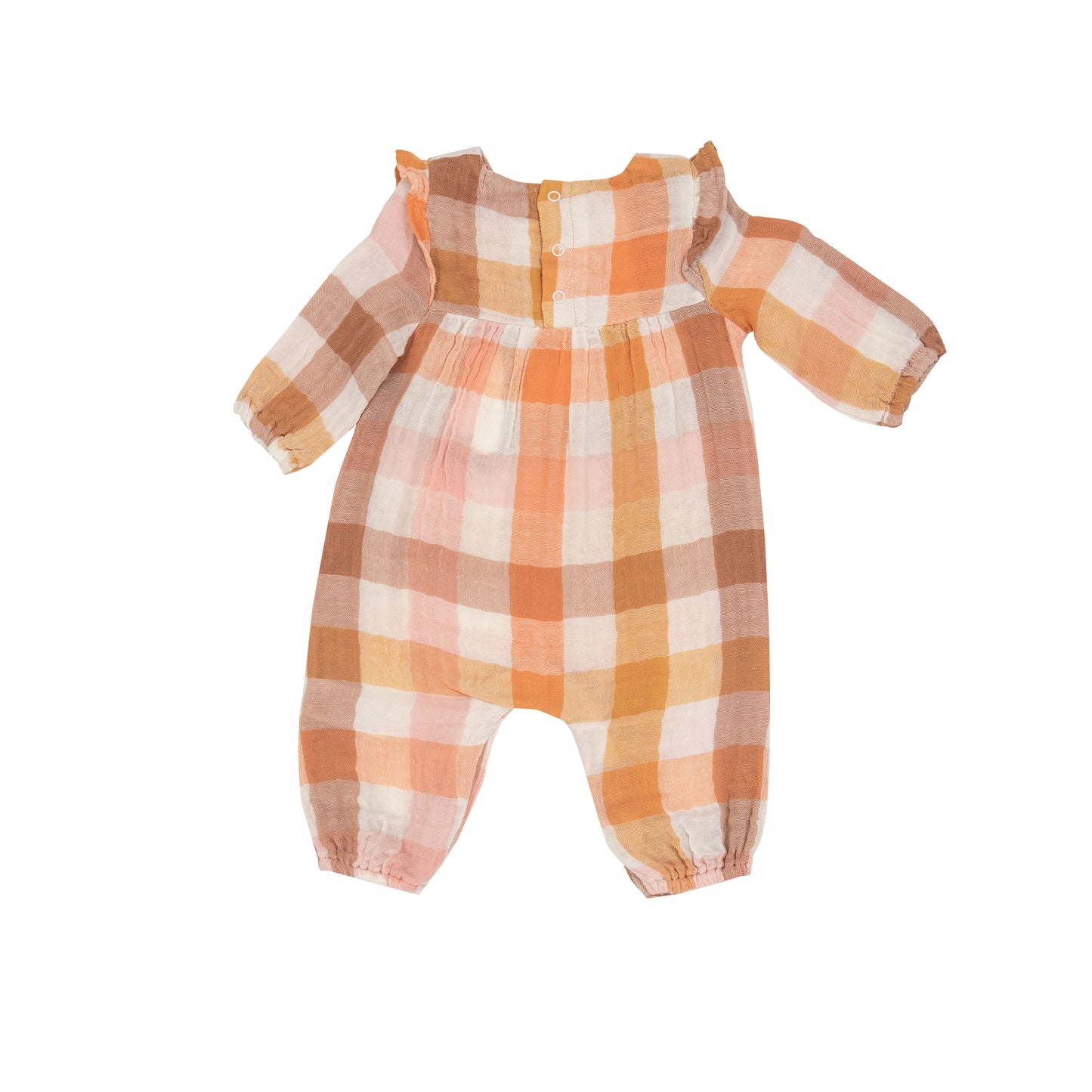 Muslin Ruffle Sleeve Romper, Harvest Plaid