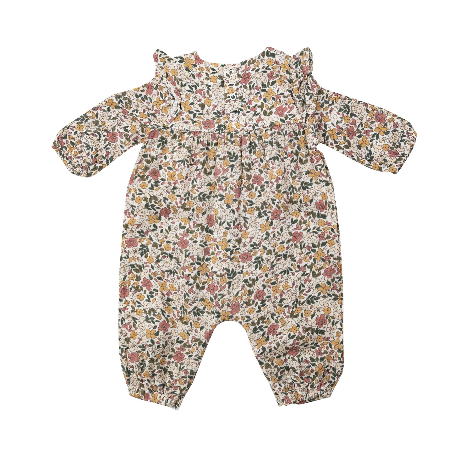 Muslin Ruffle Sleeve Romper, Natural Fall Floral