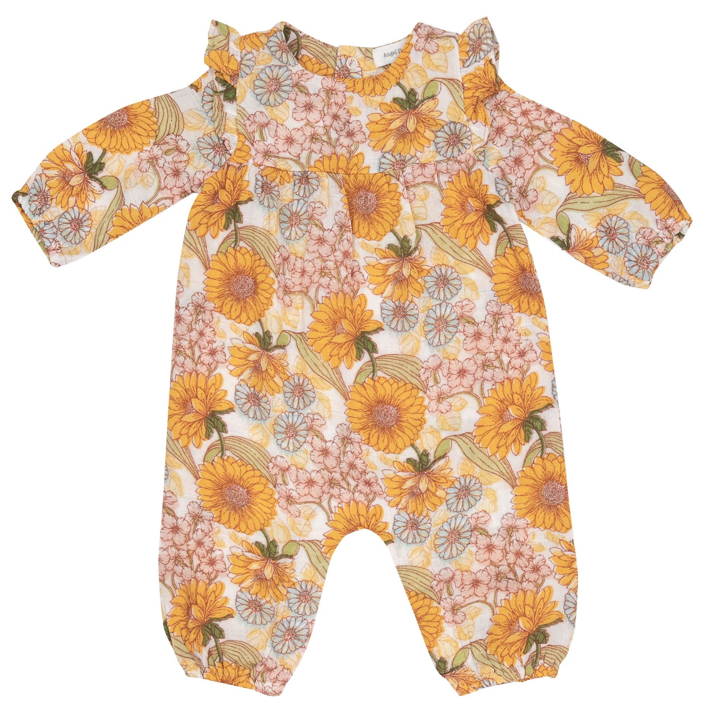 Muslin Ruffle Sleeve Romper, Sunflower Child