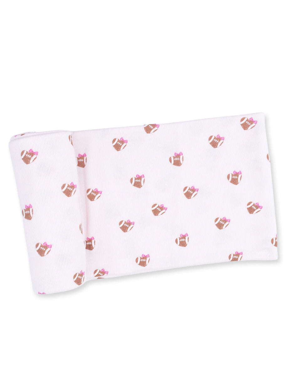 Ribbed Stretch Swaddle, Mini Football Hearts