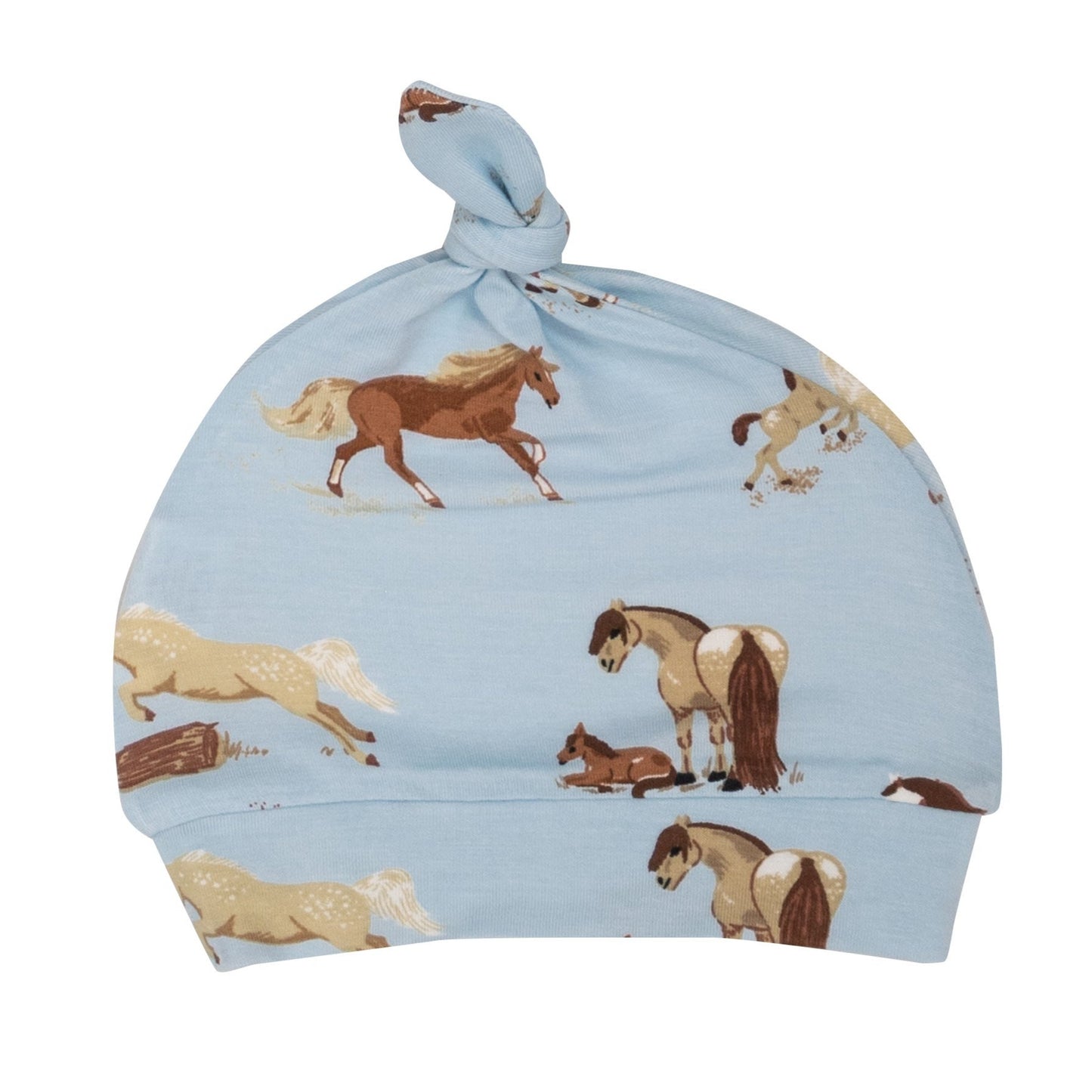Knot Beanie, Horses Blue