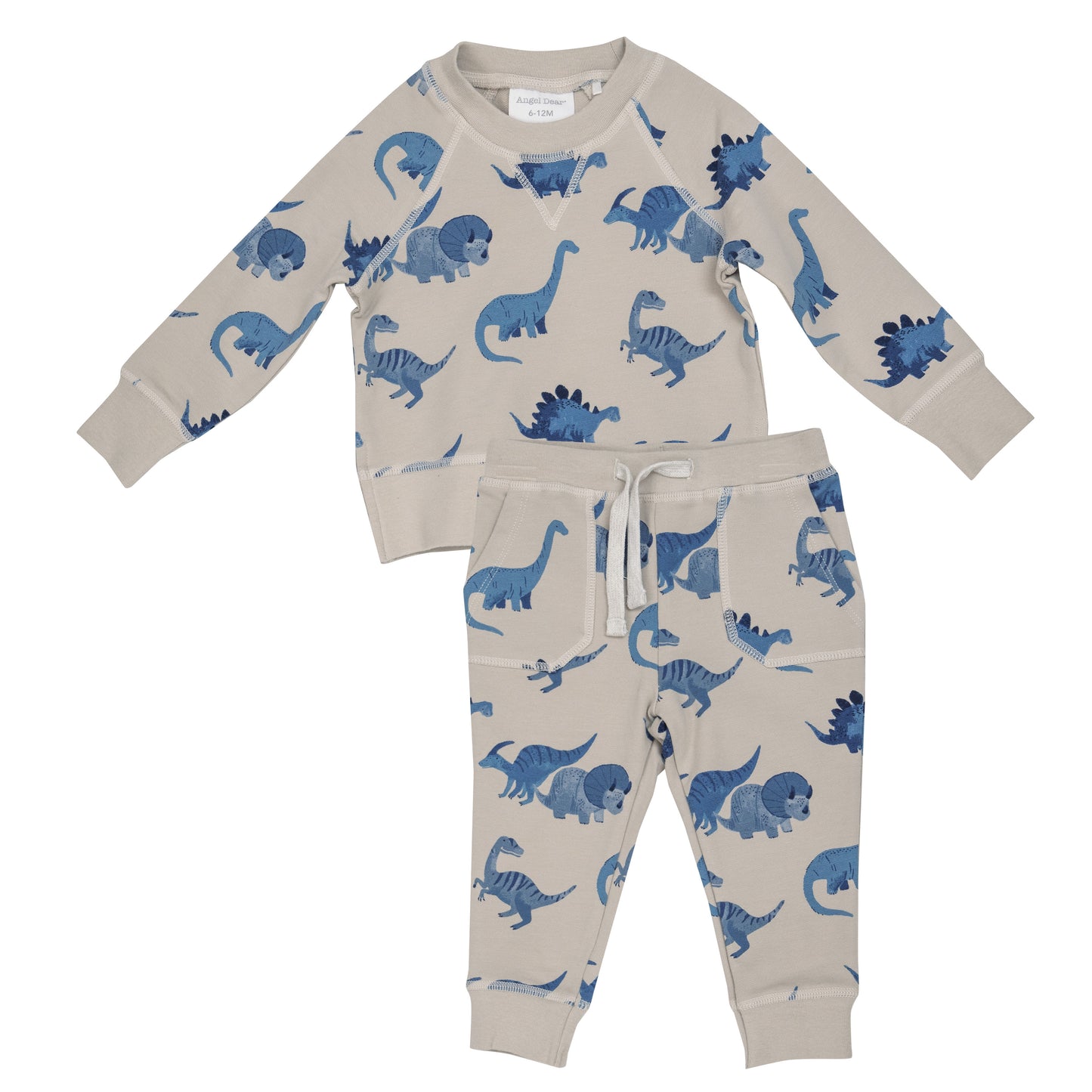 French Terry Raglan Sweatshirt & Jogger Set, Blue Dinos