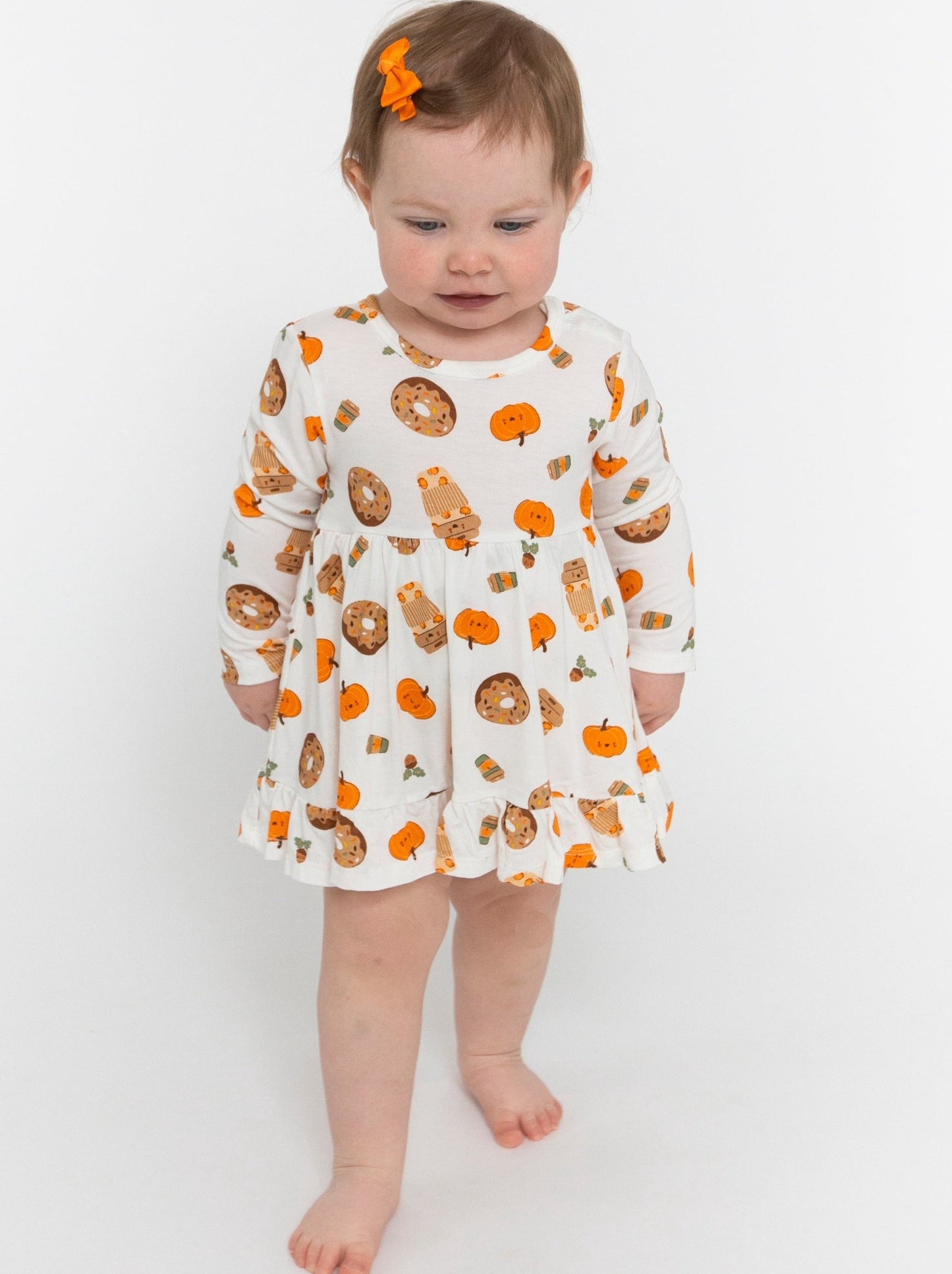 Twirly Bodysuit Dress, Pumpkin Spice Latte