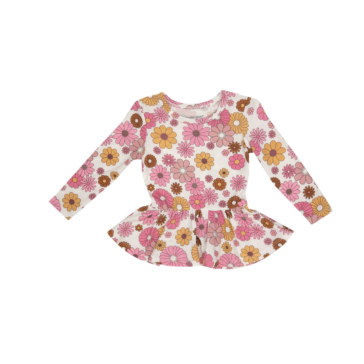 Peplum Top & Flare Pant Set, Pink Retro Floral