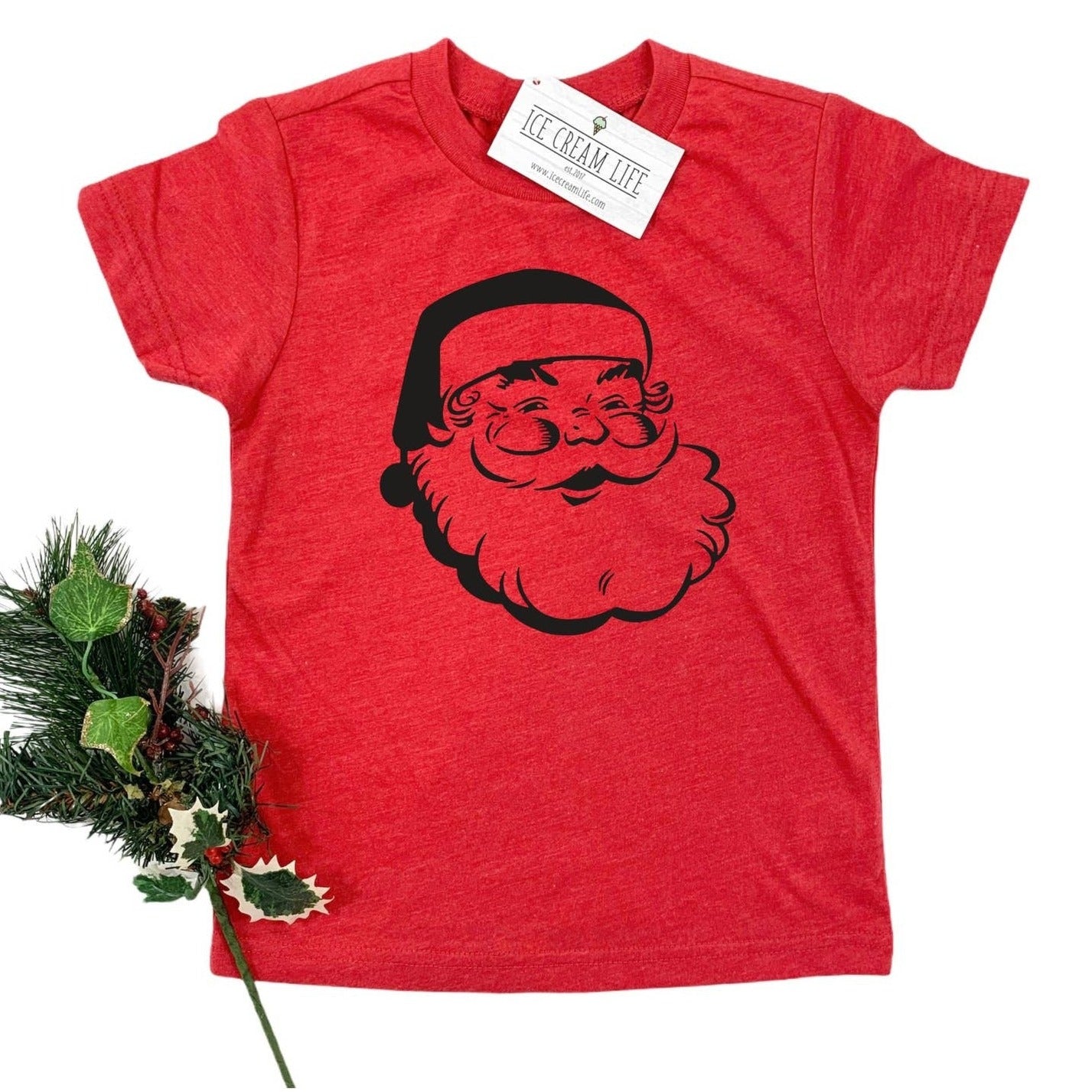 Jolly Santa Kid's Graphic Tee, Red