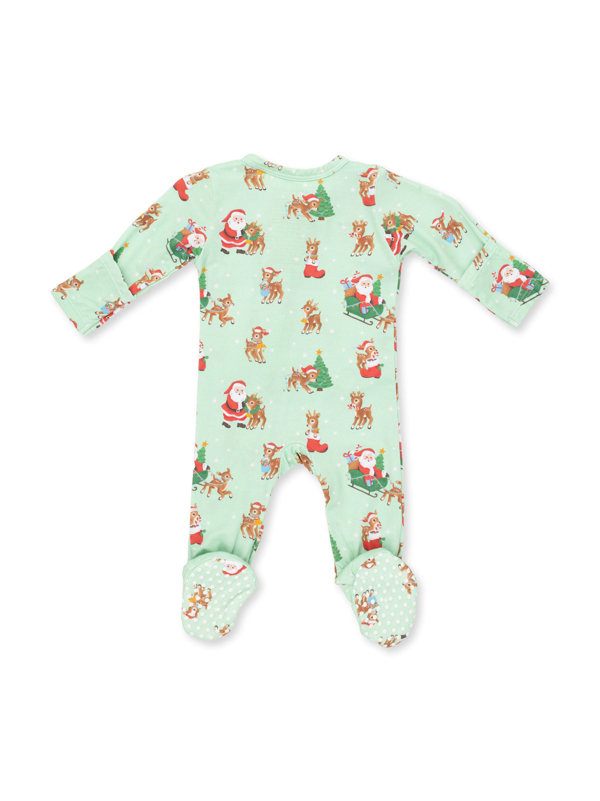 2-Way Zip Footie, Vintage Reindeer & Santa Uni