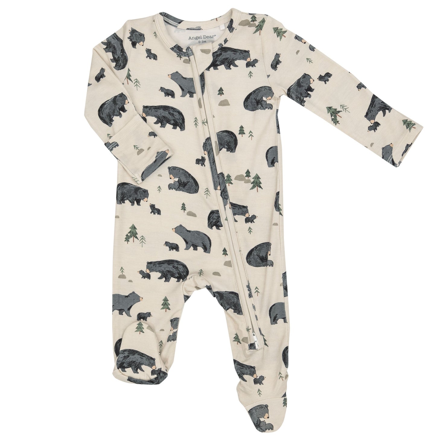 2-Way Zip Footie, Black Bear