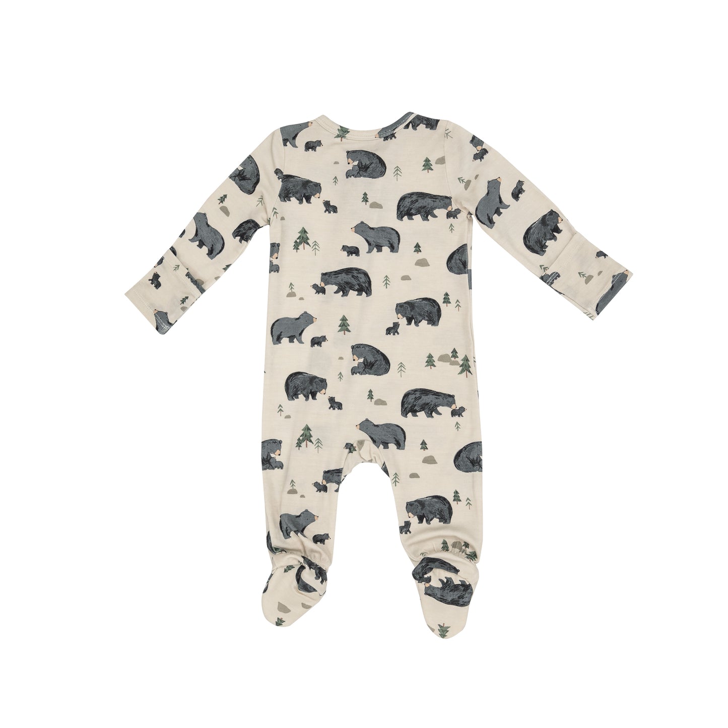 2-Way Zip Footie, Black Bear