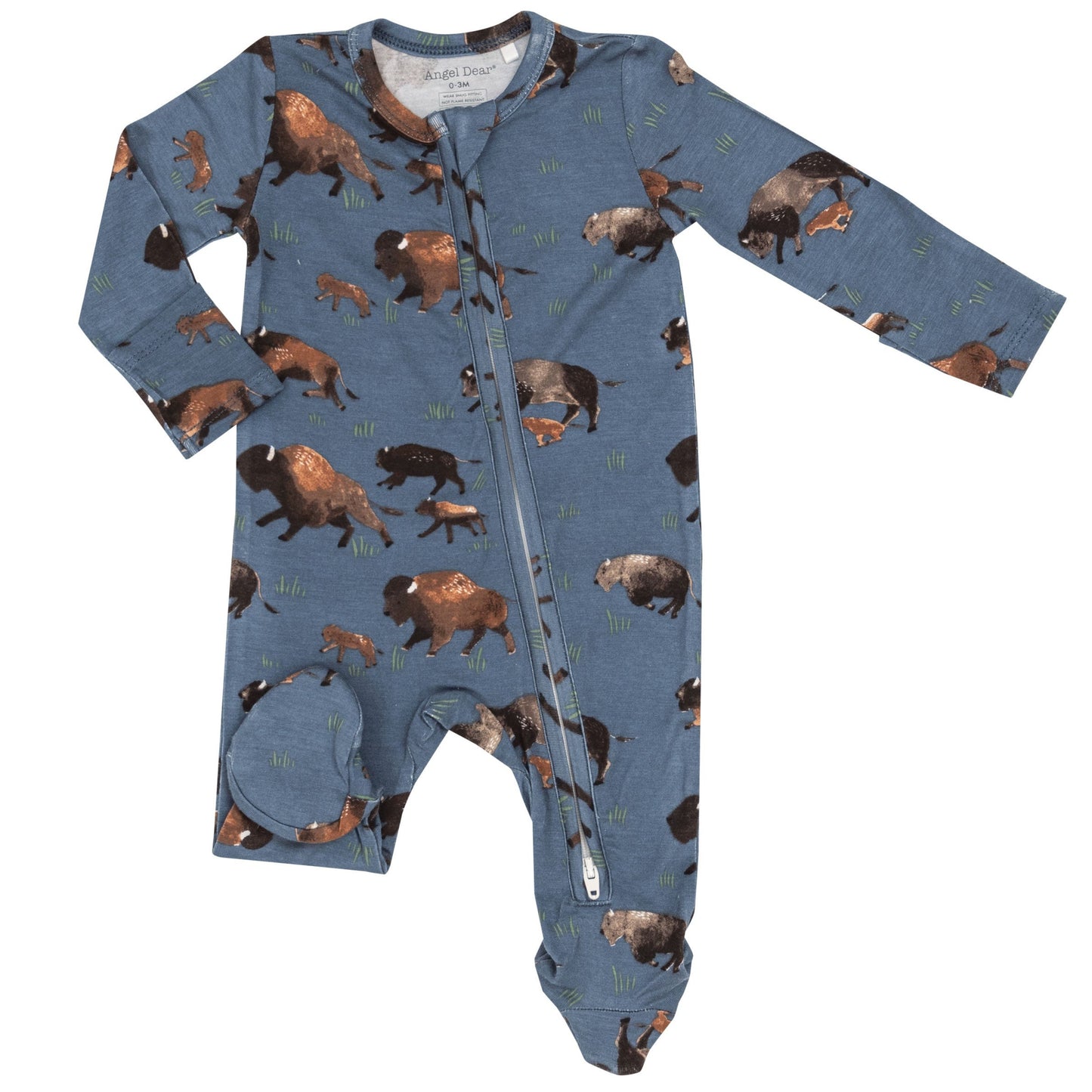 2-Way Zip Footie, Bison Blue