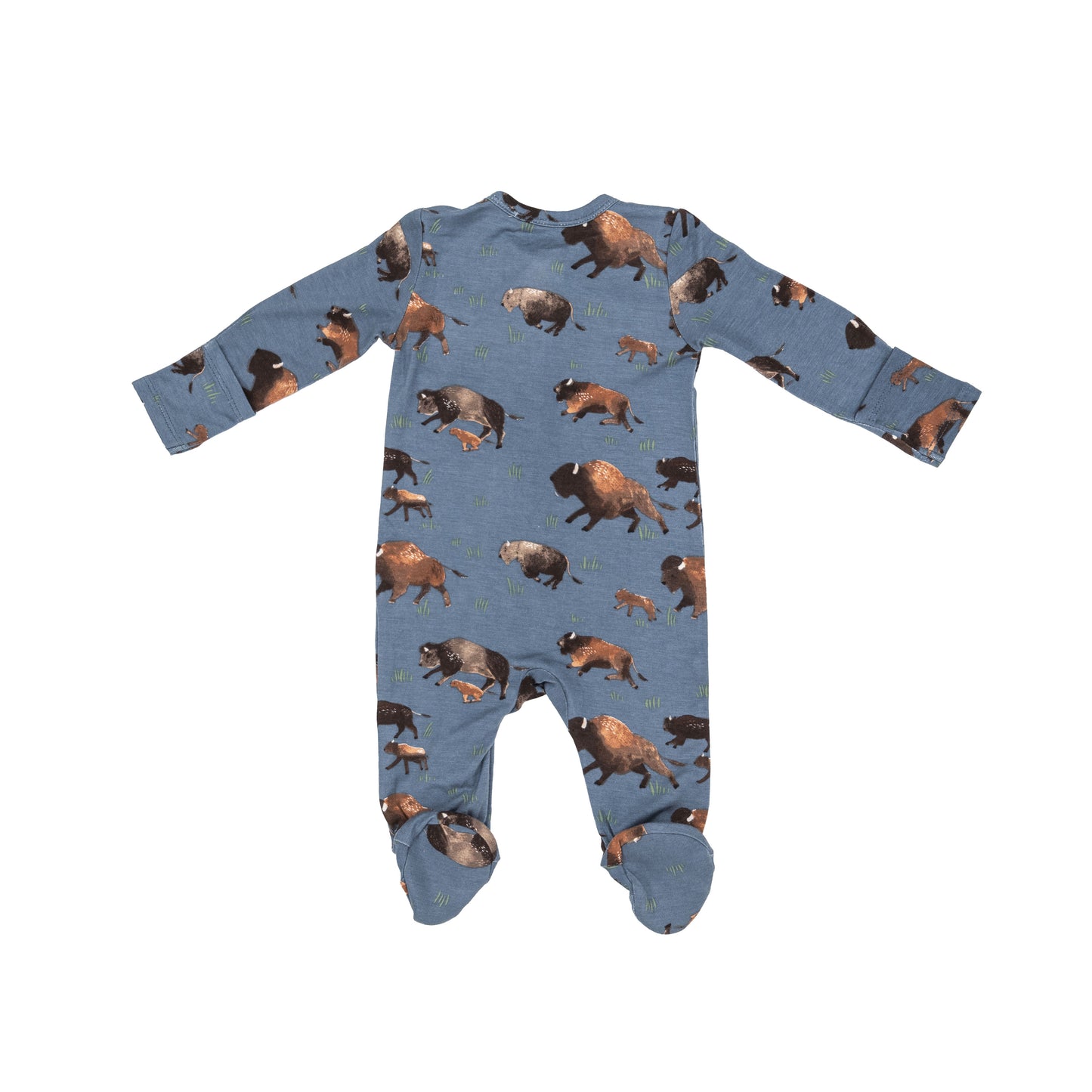 2-Way Zip Footie, Bison Blue