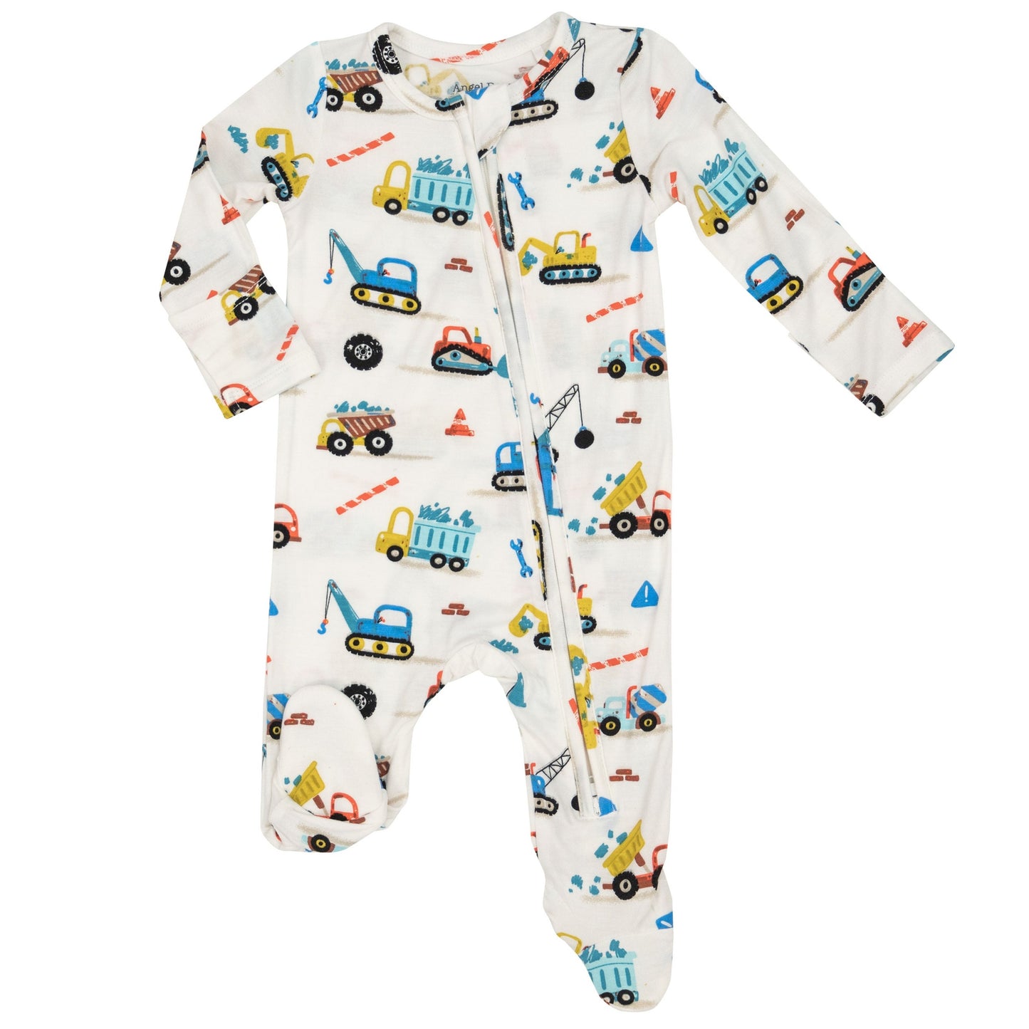 2-Way Zip Footie, Crayon Construction Trucks