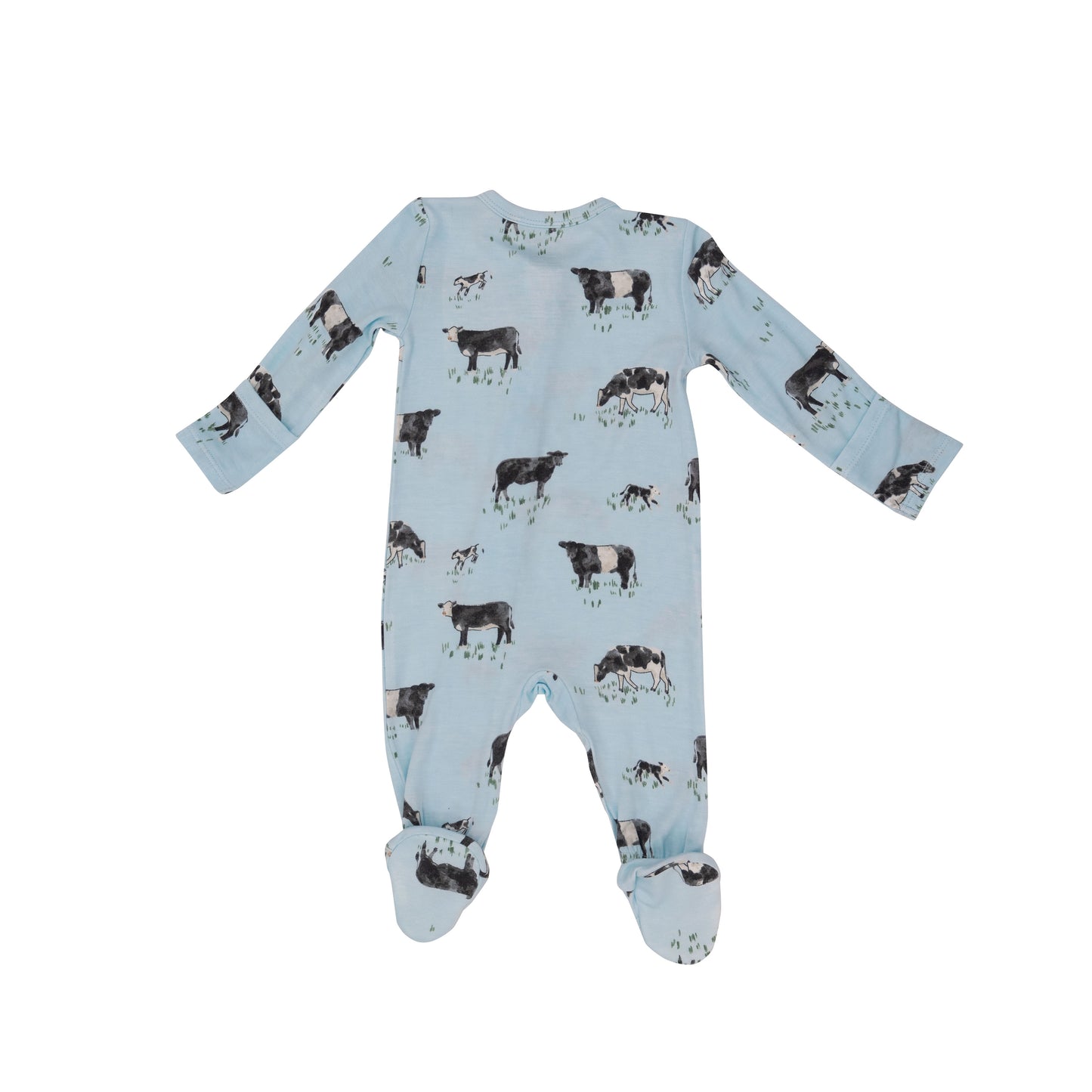 2-Way Zip Footie, Black Cows