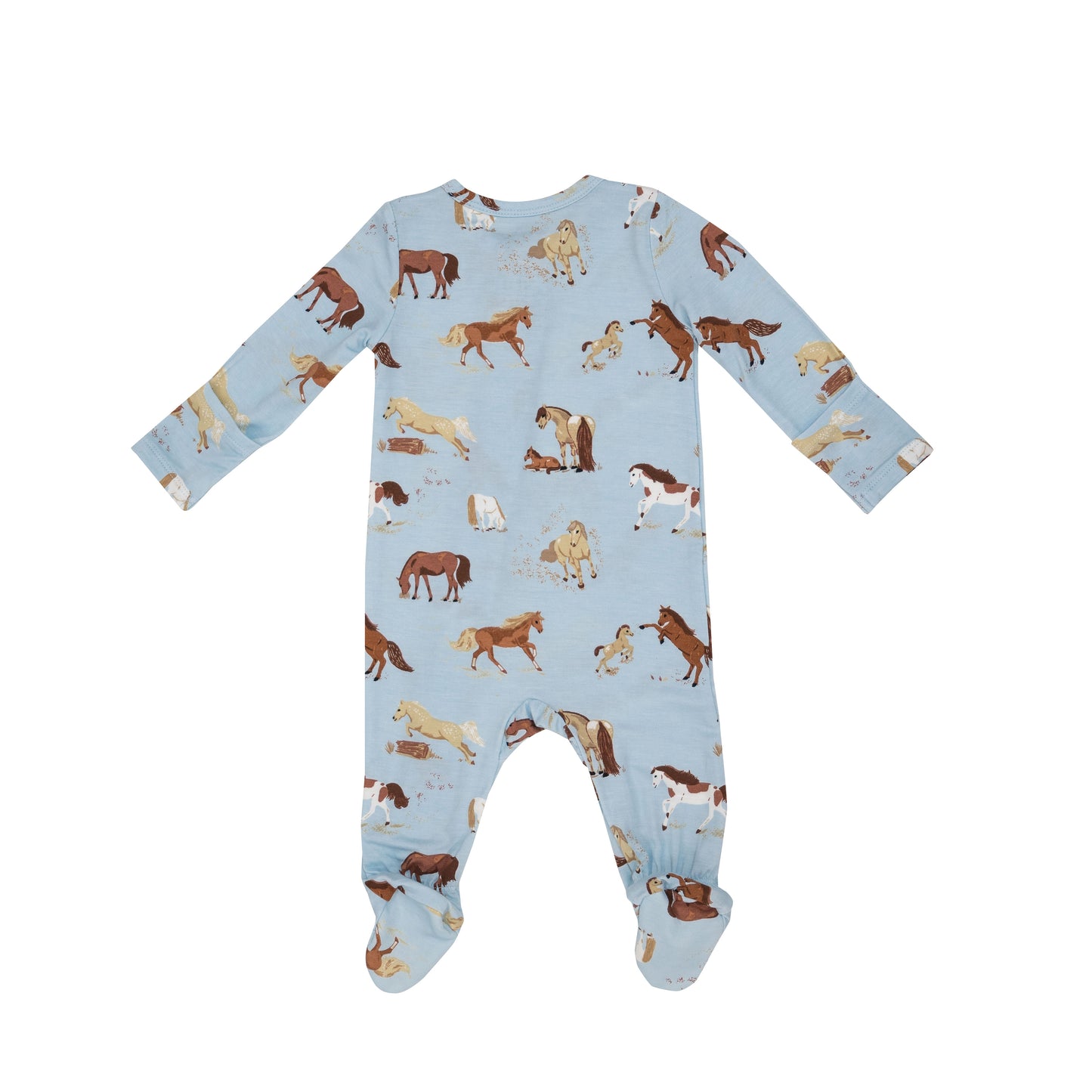 2-Way Zip Footie, Horses Blue