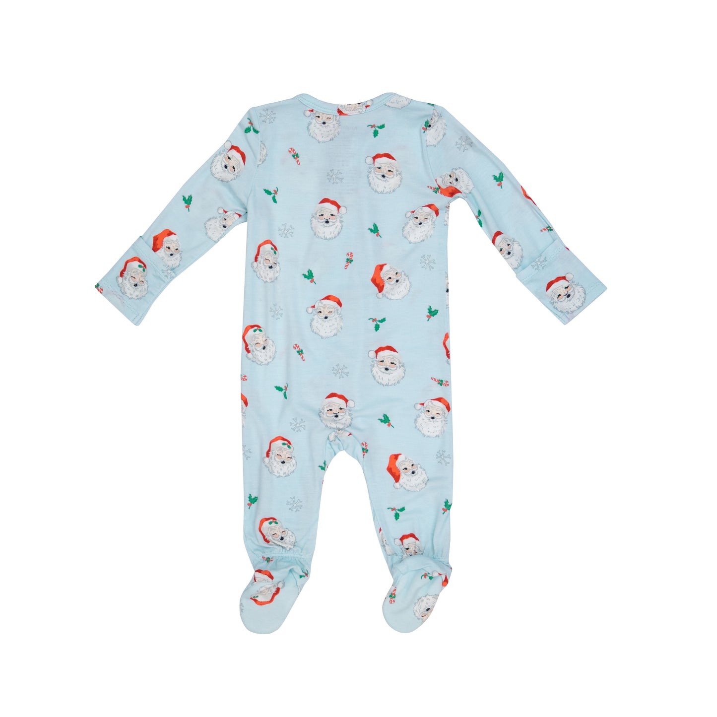 2-Way Zip Footie, Vintage Santa Blue